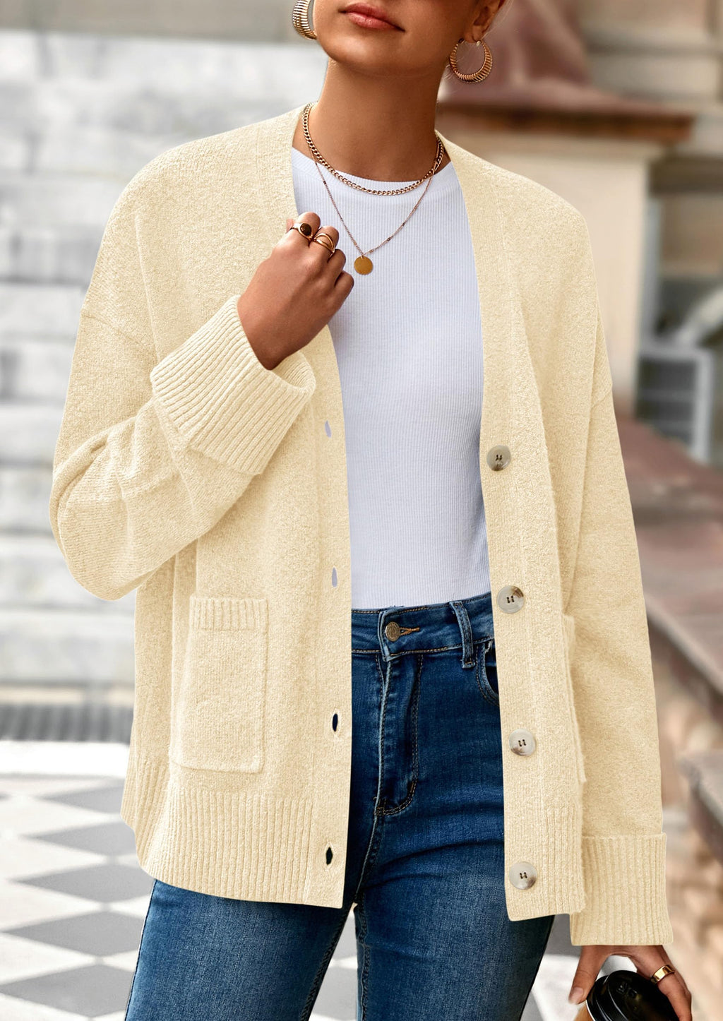 PRETTYGARDEN Women's Oversized Cardigan Sweaters Trendy Chunky Knit Long Sleeve V Neck Button Down Fall Winter Outfits