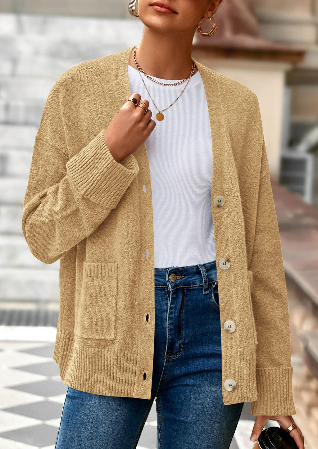 PRETTYGARDEN Women's Oversized Cardigan Sweaters Trendy Chunky Knit Long Sleeve V Neck Button Down Fall Winter Outfits