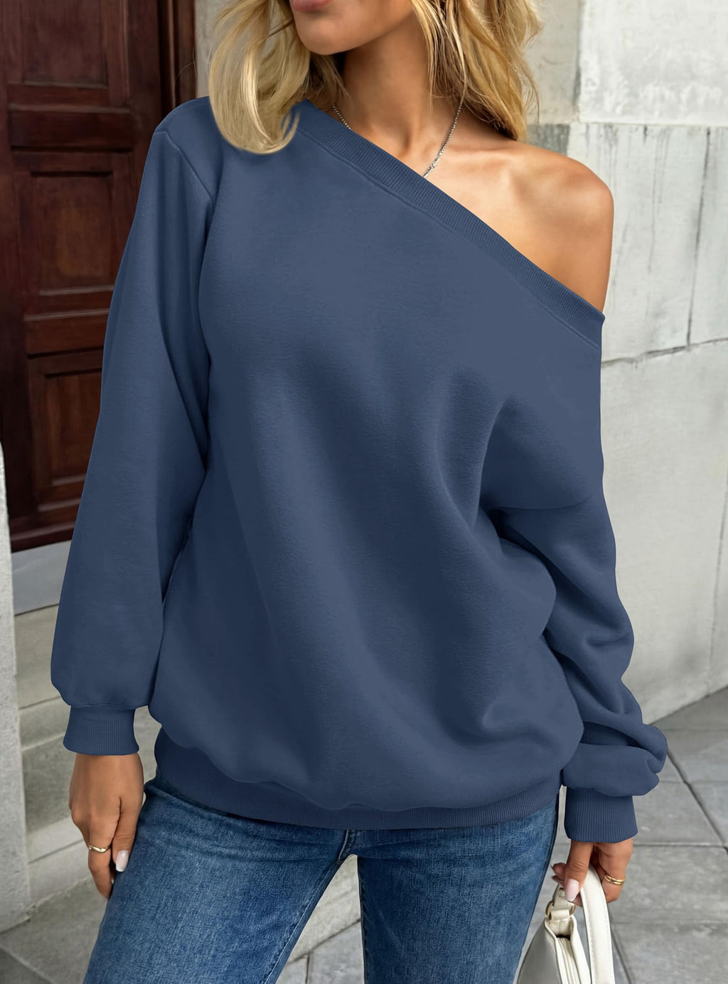 PRETTYGARDEN Womens Off The Shoulder Sweatshirt Loose Fit Slouchy Long Sleeve Tops,Fleece Cropped Sweatshirts,Oversized Pullover,Casual Daily Street Y2K Outfits,Fall Winter Clothes