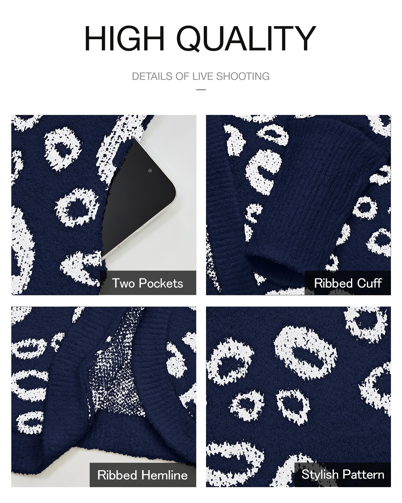 FreshPretty Leopard Cardigan for Women Long Sleeve Open Front Cardigans Sweaters Pockets Loose Knit Fall Winter Outwear