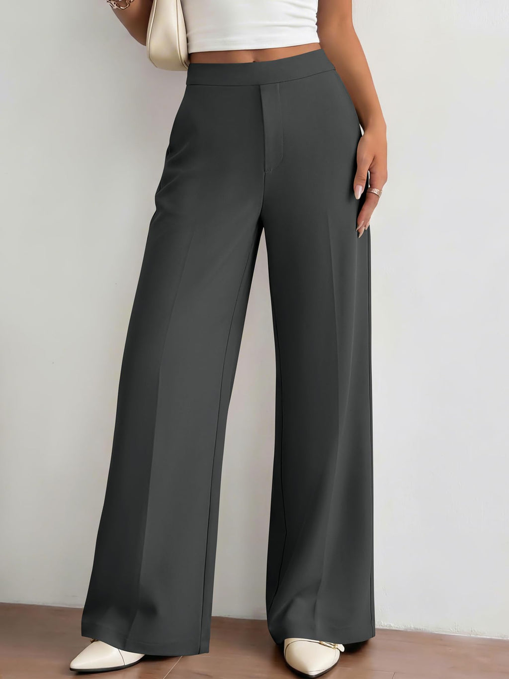 BTFBM Womens Dress Pants Wide Leg Trousers Pockets | High Waisted Long Business Casual Slacks Fall Fashion