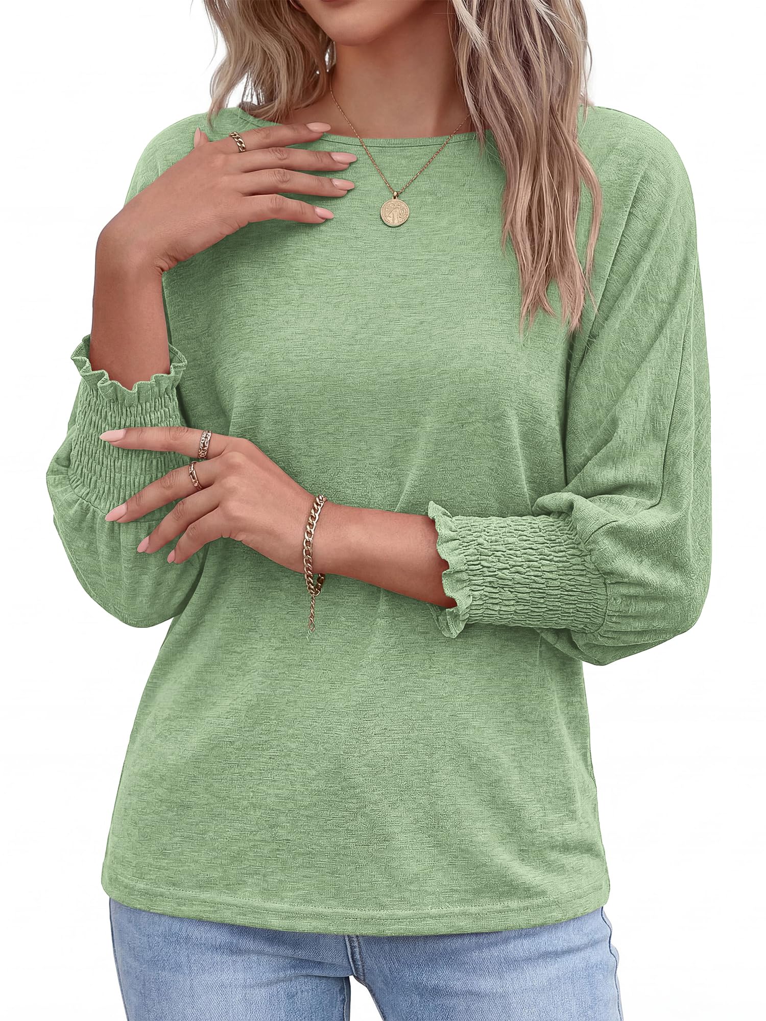 BTFBM Womens Tops Dressy Casual Summer T Shirts Crewneck 3/4 Sleeve Beach Vacation Loose Tunic Spring Work Blouse