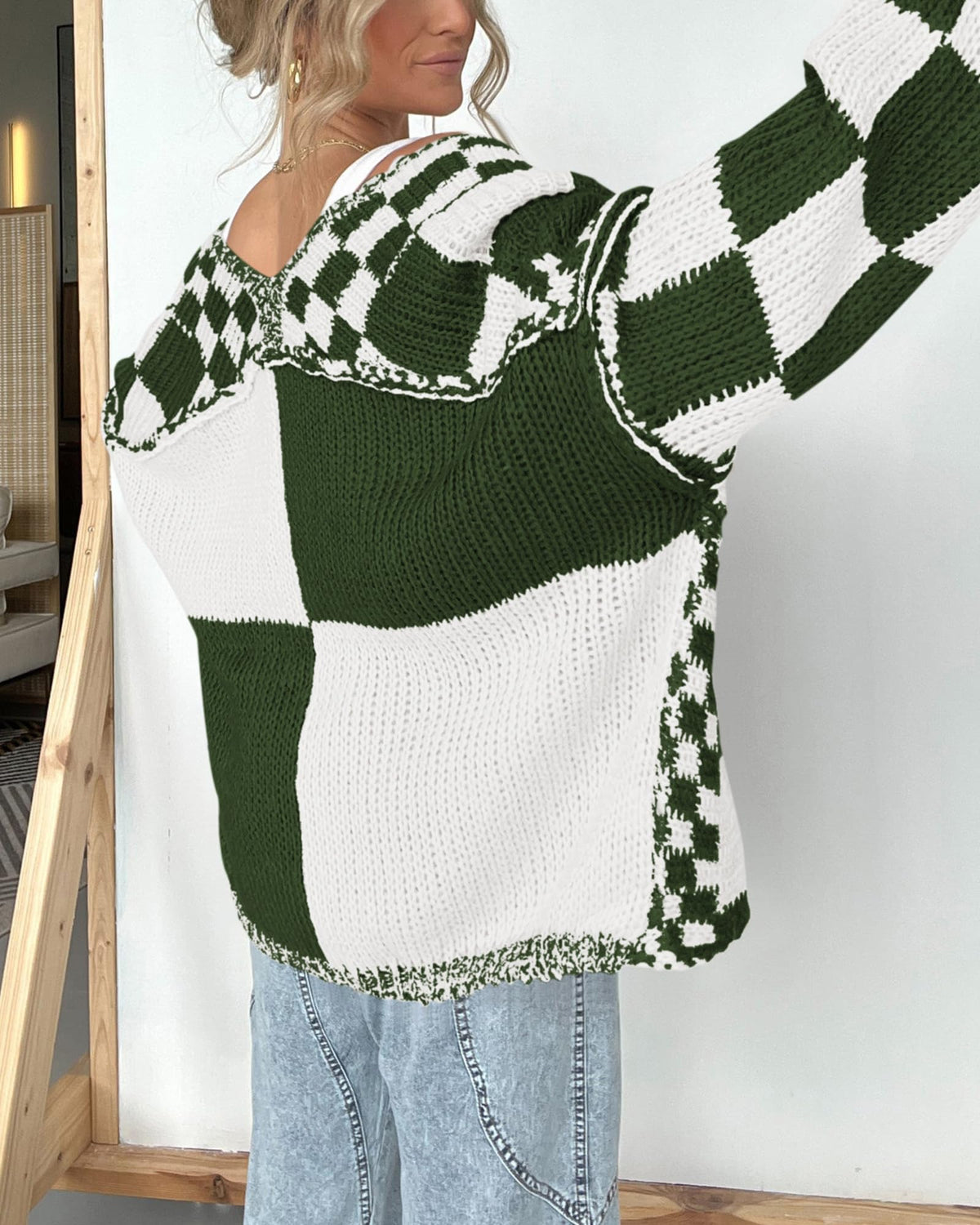 BTFBM Casual Cardigan Sweater for Women Fall Long Sleeve Sweaters Fall Outfits, Loose Fit,Solid,Open Front Chunky Knit Sweaters,Chunky Cardigan Sweaters For Women,Checkered Outwear Coat