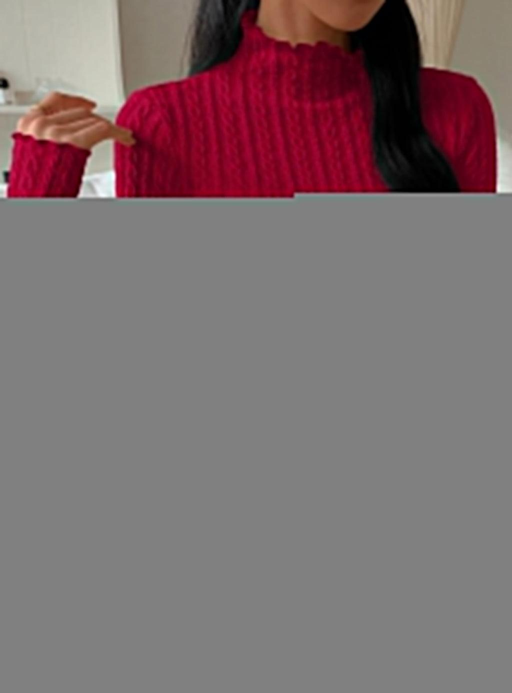 PRETTYGARDEN Women's Fall Long Sleeve Fitted Shirts | Comfy Stretchy Cable Knit, Trendy Lettuce Trim Mock Neck, Casual Basic Tees, Cute Layering Tops, 2026 Fashion Clothing