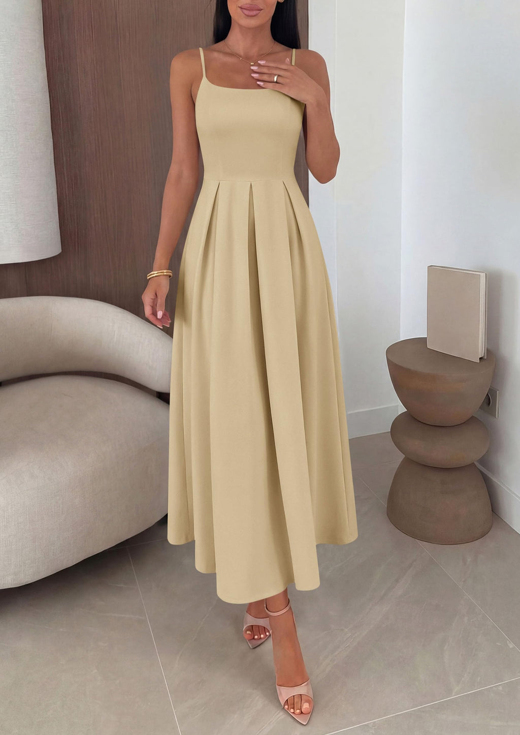 PRETTYGARDEN Cocktail Dresses for Women  Spring Elegant Ruffle A Line Long Flowy Summer Formal Wedding Guest Maxi Dress