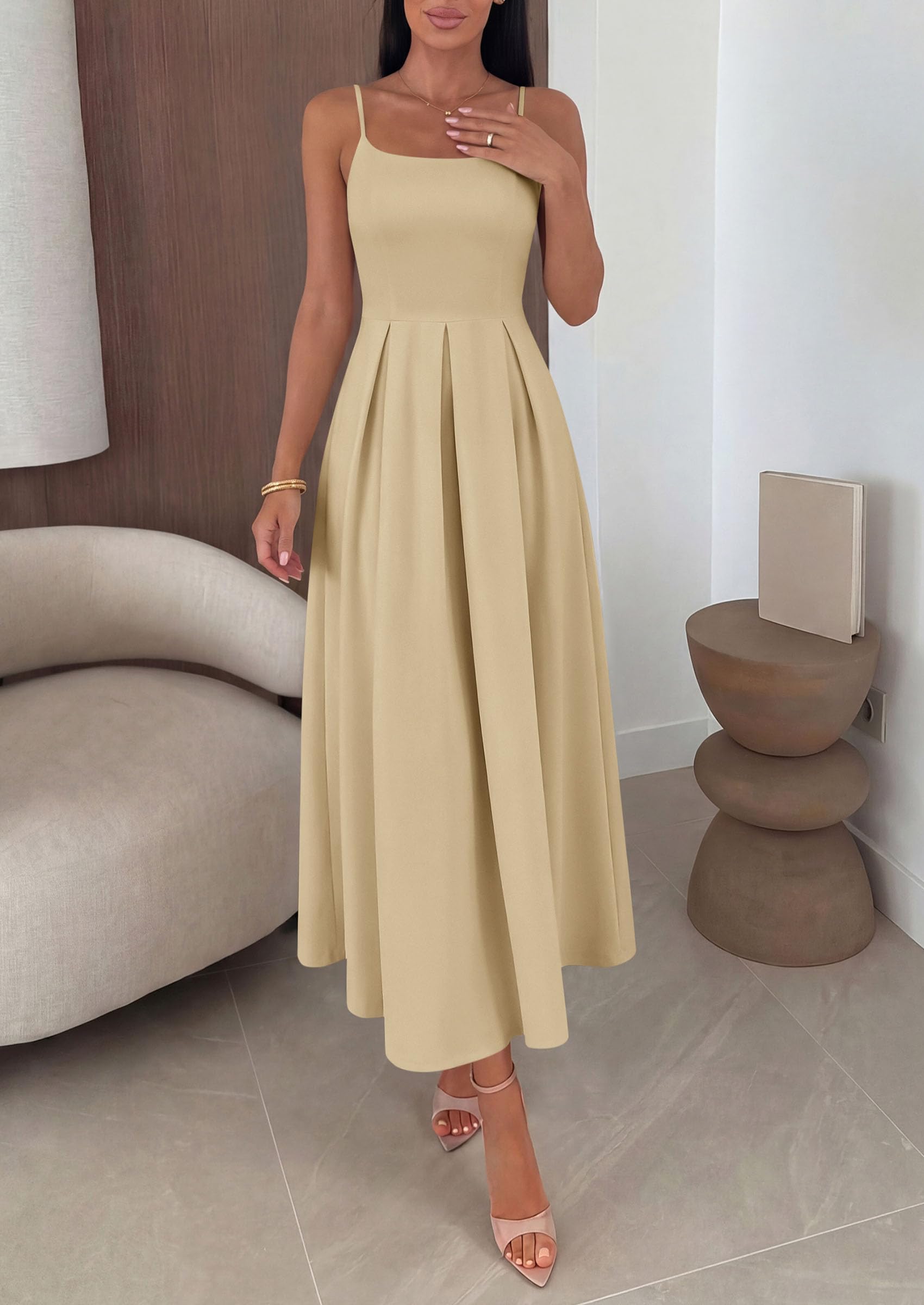 PRETTYGARDEN Cocktail Dresses for Women  Spring Elegant Ruffle A Line Long Flowy Summer Formal Wedding Guest Maxi Dress