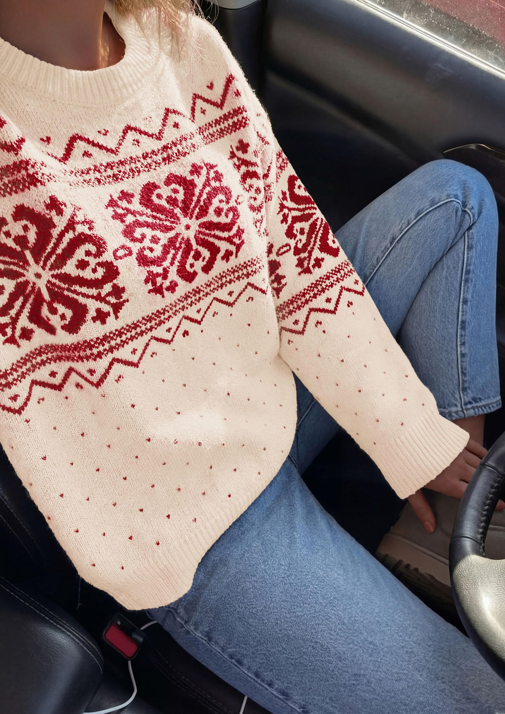 PRETTYGARDEN Women's Fair Isle Oversized Sweater | Relaxed Fit, Soft Cozy Knit, Long Sleeve Pullover, Crew Neck, Going Out Tops, Fall Holiday Outfits, Winter Fashion Clothing