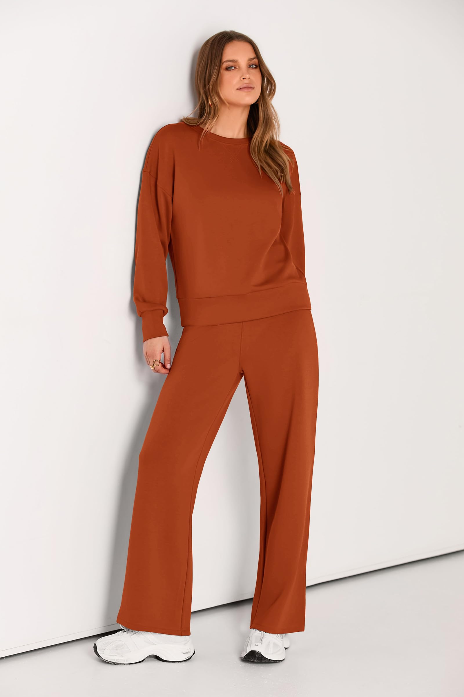 PRETTYGARDEN Womens 2 Piece Outfits Fall Long Sleeve Sweatshirt Wide Leg Pants Lounge Sets Winter Sweatsuits Tracksuit