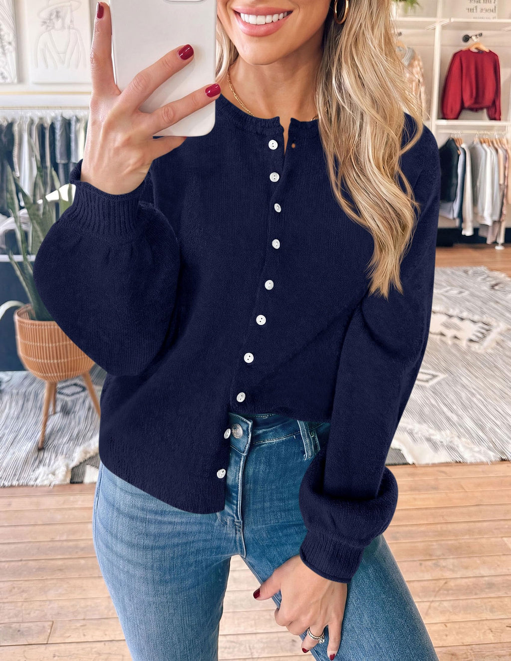 PRETTYGARDEN Women's Knit Cardigan Lightweight Cozy Sweaters Comfy Long Sleeve Work Tops, Button Down Shirts, Rolled Edges, Casual Fall Clothes for Going Out, Holiday, Winter Layering