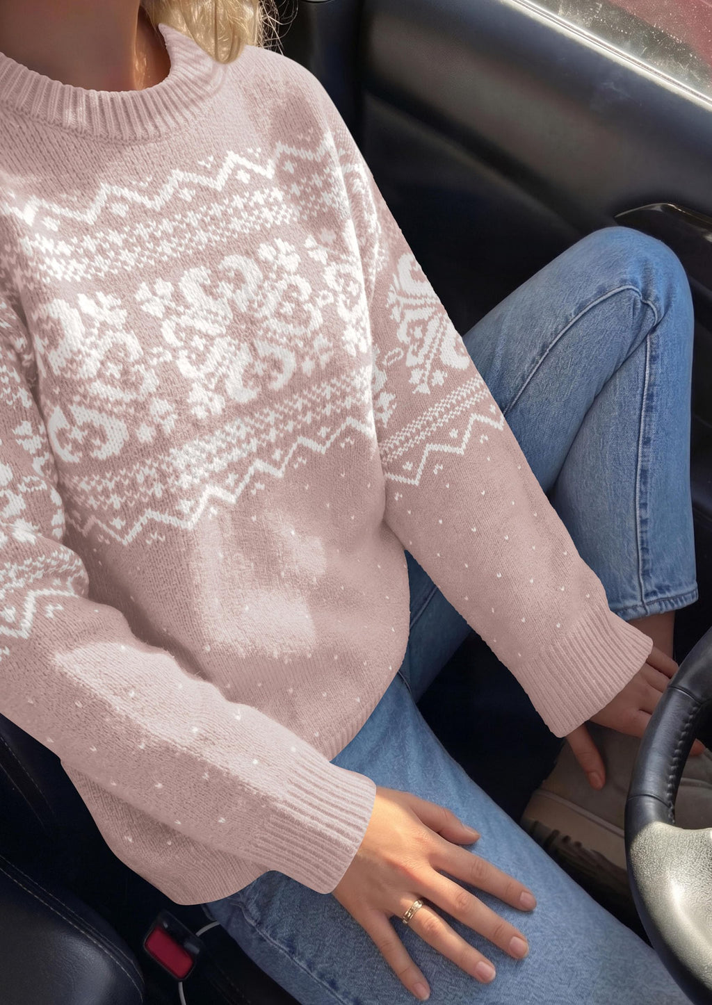 PRETTYGARDEN Women's Fair Isle Oversized Sweater | Relaxed Fit, Soft Cozy Knit, Long Sleeve Pullover, Crew Neck, Going Out Tops, Fall Holiday Outfits, Winter Fashion Clothing