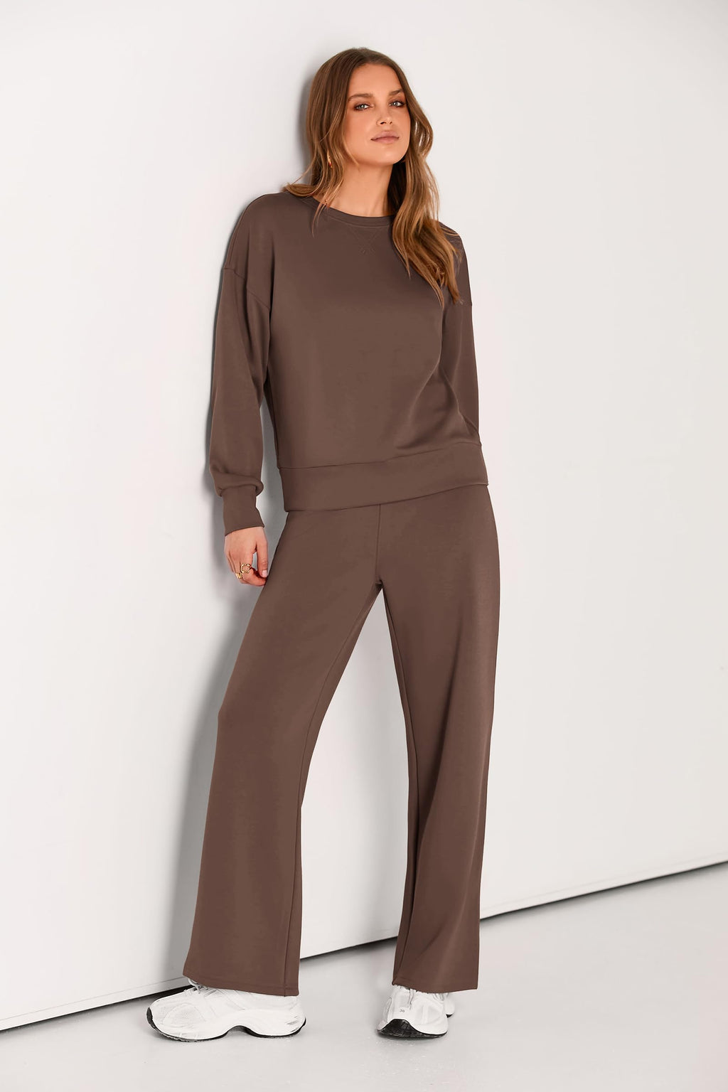 PRETTYGARDEN Womens 2 Piece Outfits Fall Long Sleeve Sweatshirt Wide Leg Pants Lounge Sets Winter Sweatsuits Tracksuit