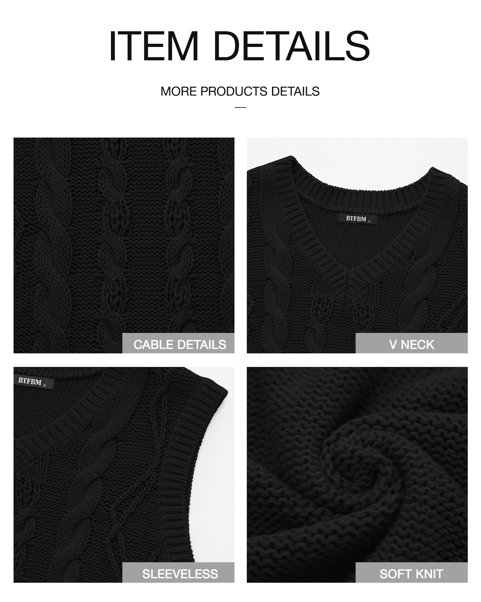 FreshPretty Sweater Vest Women Oversized V Neck Cable Knit Casual Pullover Sweaters Fall Outfits Sleeveless Tops