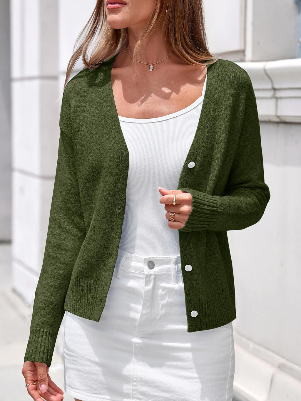 BTFBM V Neck Cardigan Sweaters for Women 2026 | Long Sleeve Knit Sweater, Button Down Shrug Tops, Open Front, Lightweight Cardigans, Business Casual Outfits,Fall Winter Clothing