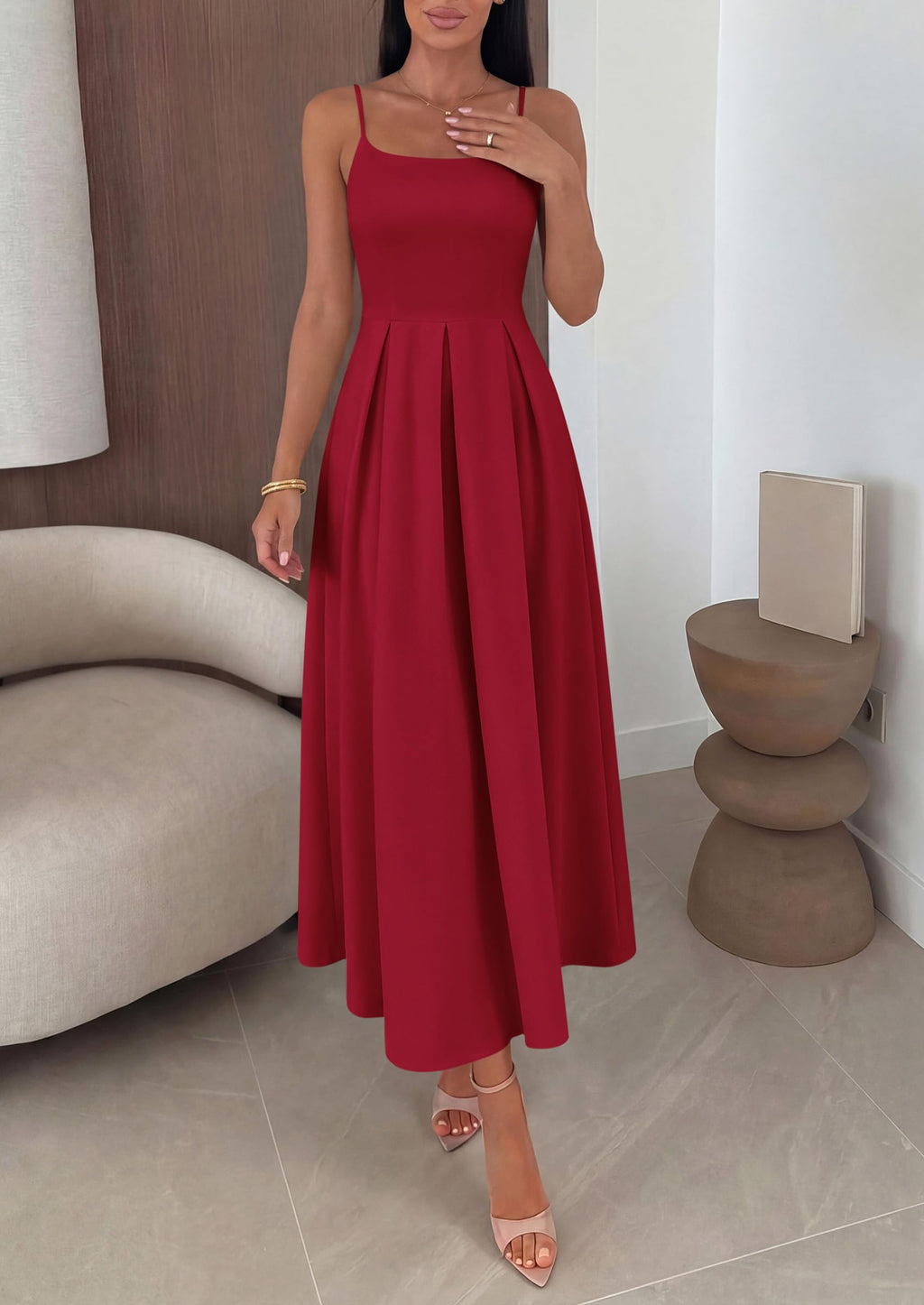 PRETTYGARDEN Cocktail Dresses for Women  Spring Elegant Ruffle A Line Long Flowy Summer Formal Wedding Guest Maxi Dress