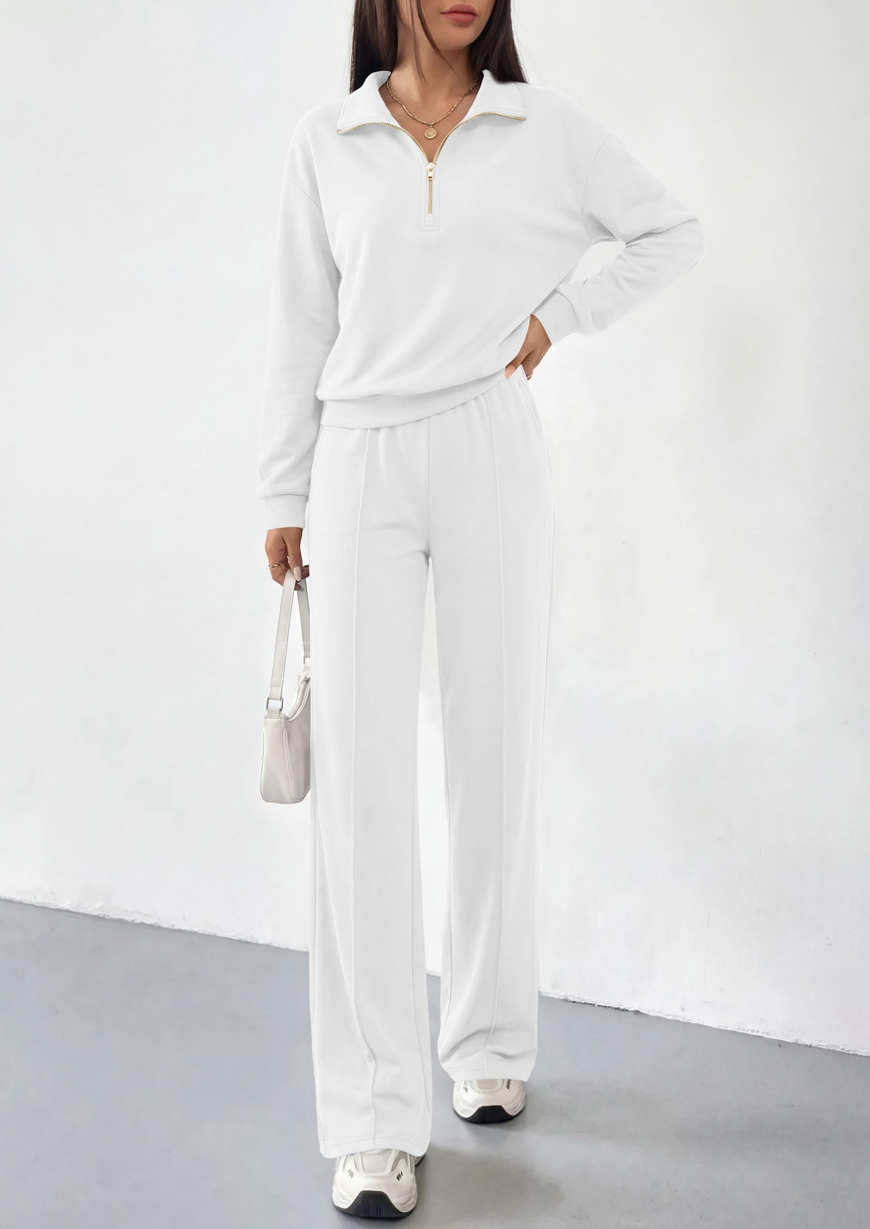 PRETTYGARDEN Women's Lounge Sets 2 Piece Outfits Sweatsuits | Half Zip Pullover Sweatshirts, Wide Leg Pants Pockets, Matching Workout Tracksuits, Airport Travel Resort Wear, Fall Clothes