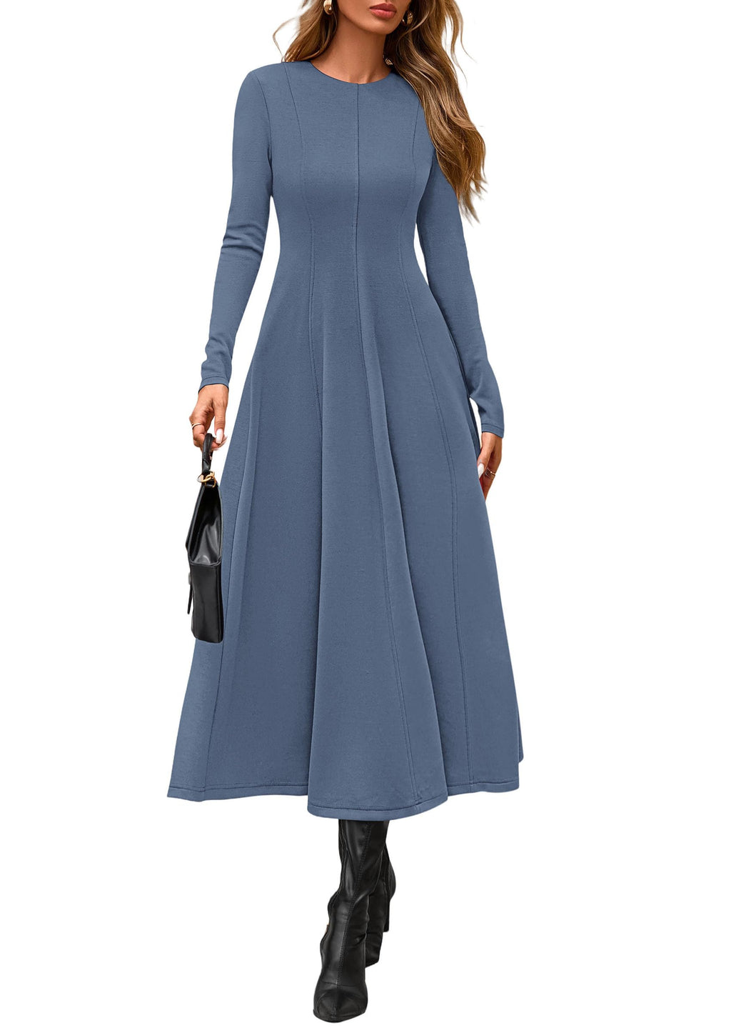 PRETTYGARDEN Cocktail Dresses for Women  Elegant Classy Fall Long Sleeve Midi A Line Flowy Modest Winter Party Dress