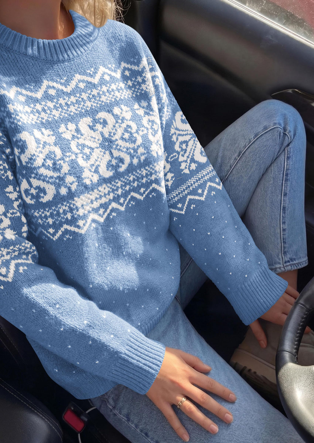 PRETTYGARDEN Women's Fair Isle Oversized Sweater | Relaxed Fit, Soft Cozy Knit, Long Sleeve Pullover, Crew Neck, Going Out Tops, Fall Holiday Outfits, Winter Fashion Clothing