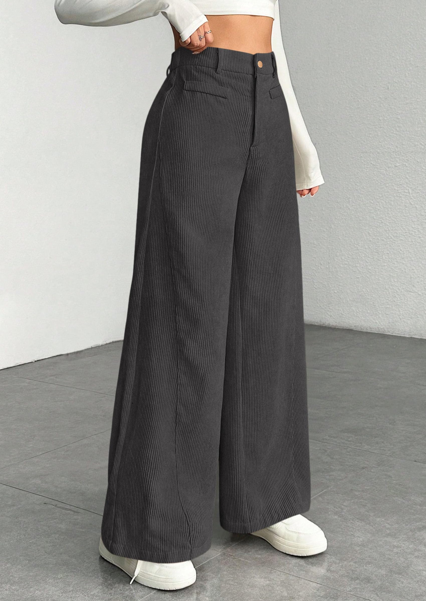 PRETTYGARDEN Women's High Waisted Corduroy Pants Casual