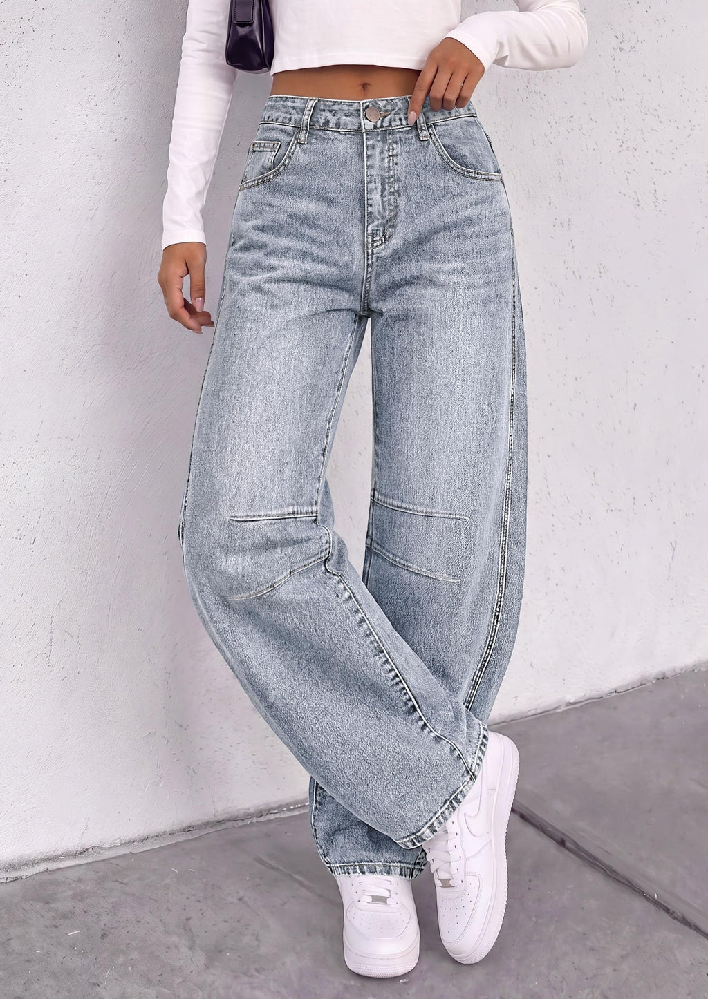 PRETTYGARDEN Women's Barrel Baggy Jeans High Waisted Pants