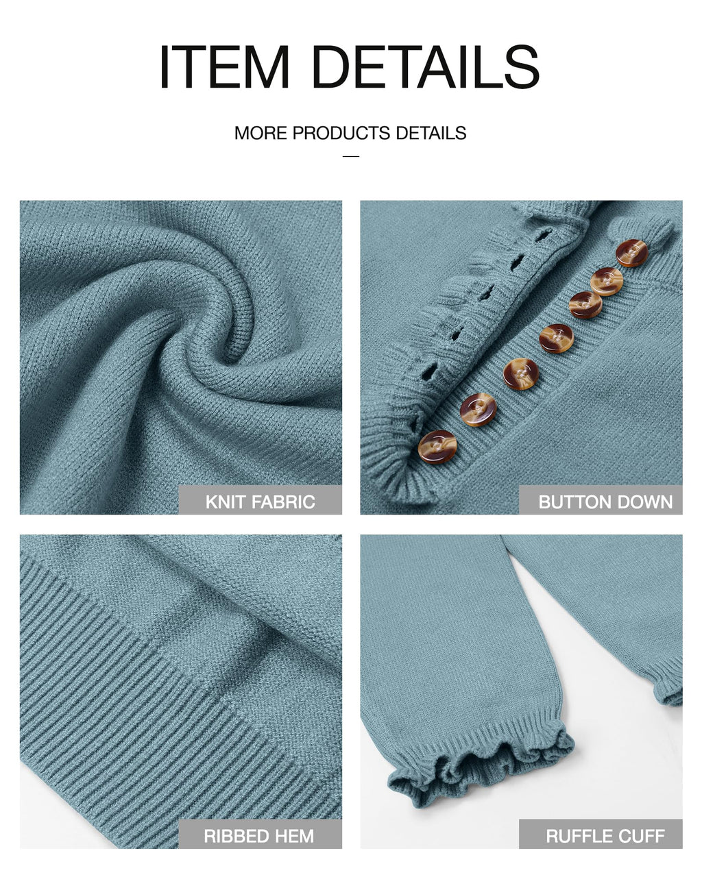 FreshPretty Womens Sweaters Fall Winter Clothes Long Sleeve Button Down Ruffle Crew Neck Casual Knitted Pullover Tops