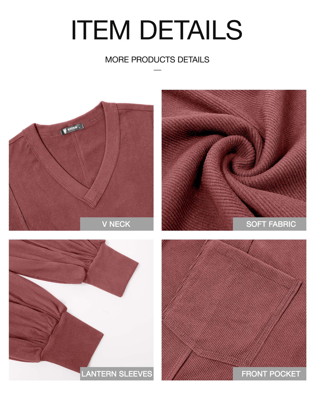 FreshPretty Womens Fall Fashion Long Sleeve Shirts Casual V Neck Ribbed Knit Blouses Pullover Trendy Loose Fit Tunic Tops