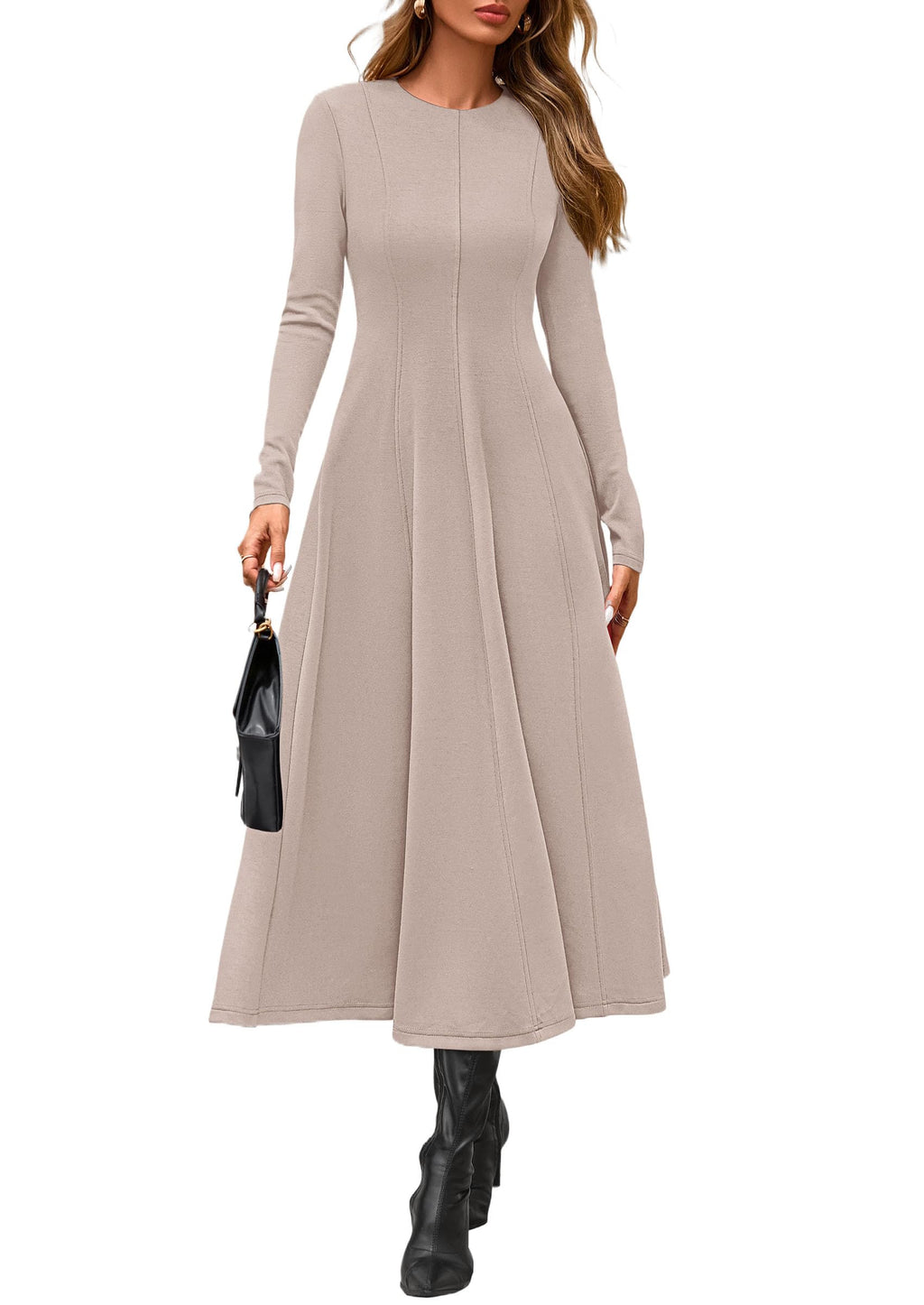 PRETTYGARDEN Cocktail Dresses for Women  Elegant Classy Fall Long Sleeve Midi A Line Flowy Modest Winter Party Dress