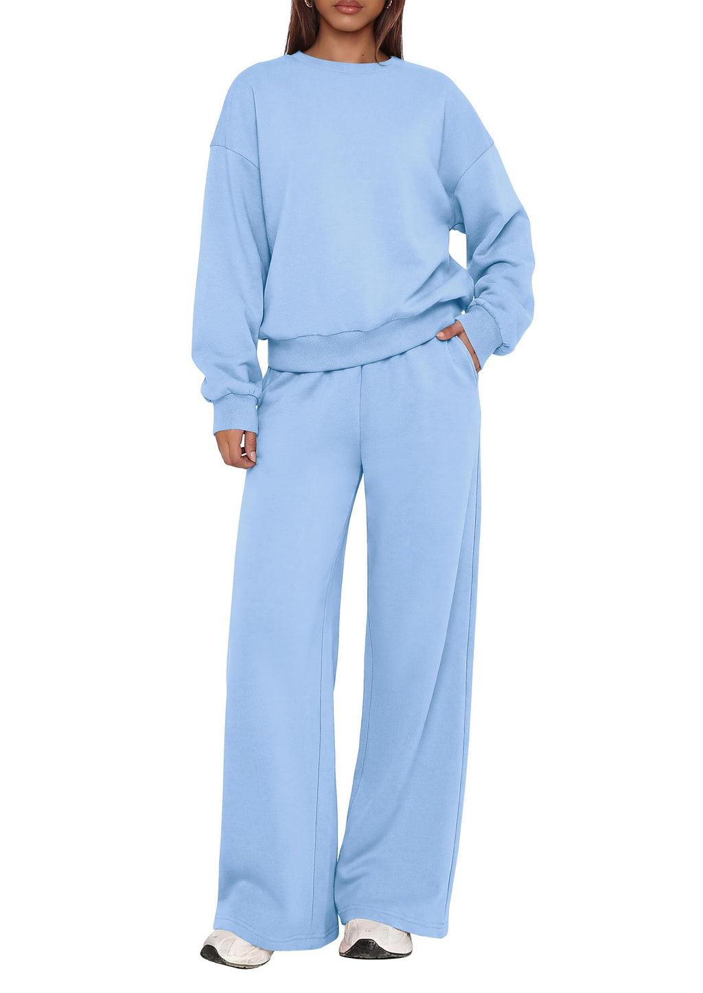 PRETTYGARDEN 2 Piece Lounge Sets for Women Casual Sweatsuits | Soft Fleece Lining,Crew Neck Oversized Sweatshirt & Wide Leg Pants,Workout Airport Matching Set Tracksuit,Fall Winter Outfits
