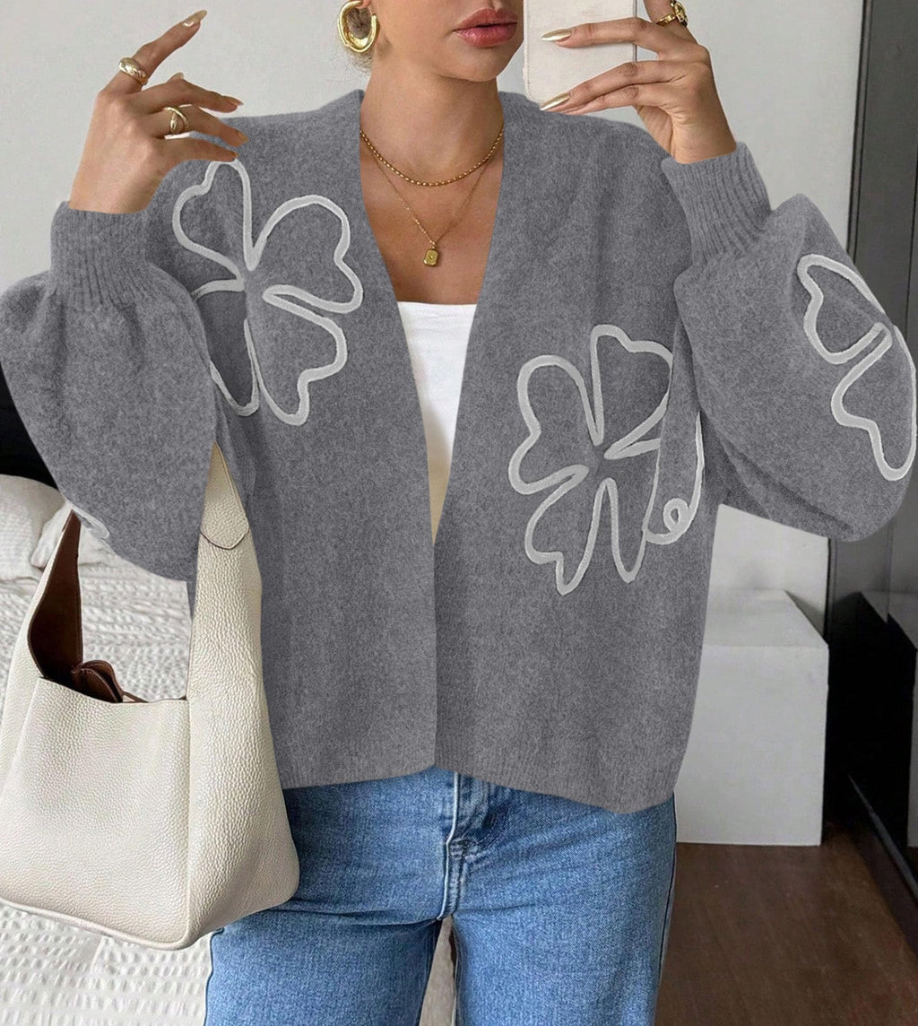 PRETTYGARDEN Women's Floral Oversized Cardigan Sweaters Trendy Fall Outfits Long Sleeve Sweater Jacket, Open Front Coat, Cozy Soft Chunky Knit, Casual Outerwear,Winter Fashion Clothing