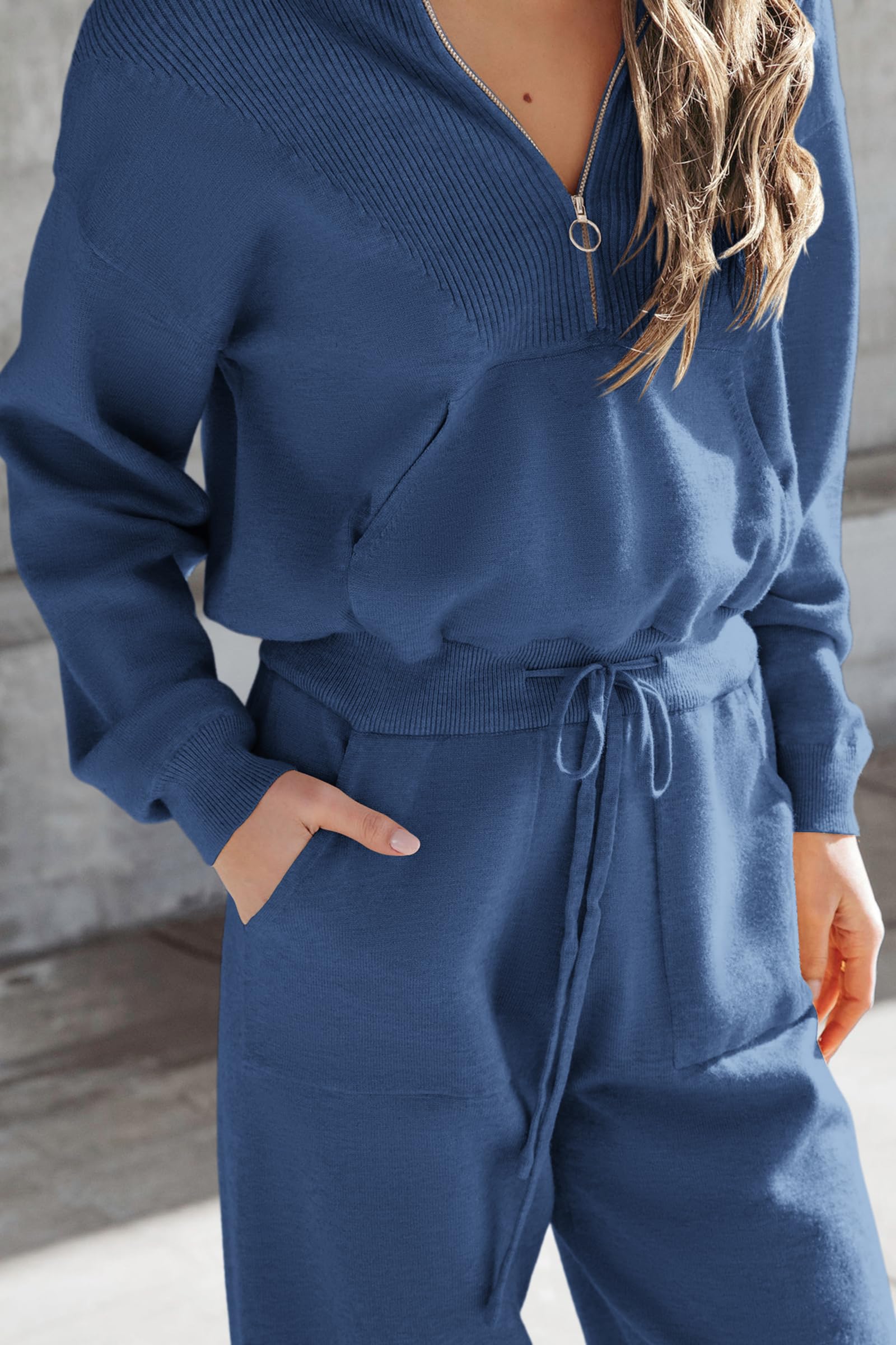 PRETTYGARDEN Women's 2 Piece Sweater Set Pullover Zip Up Sweatshirt Jogger Sweatpants Tracksuit Casual Outfit