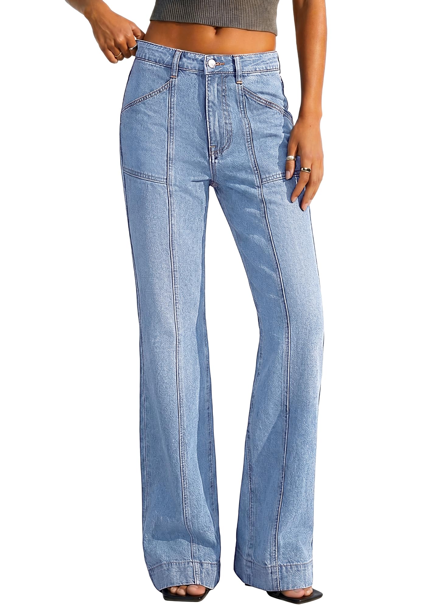 BTFBM Straight Leg Jeans for Women Stretchy Curve Appeal Pants Front Seam, Little Flare Bootcut Jean, High Waisted Denim Pockets, Travel Airport Outfits, Trendy Fall Fashion Clothing