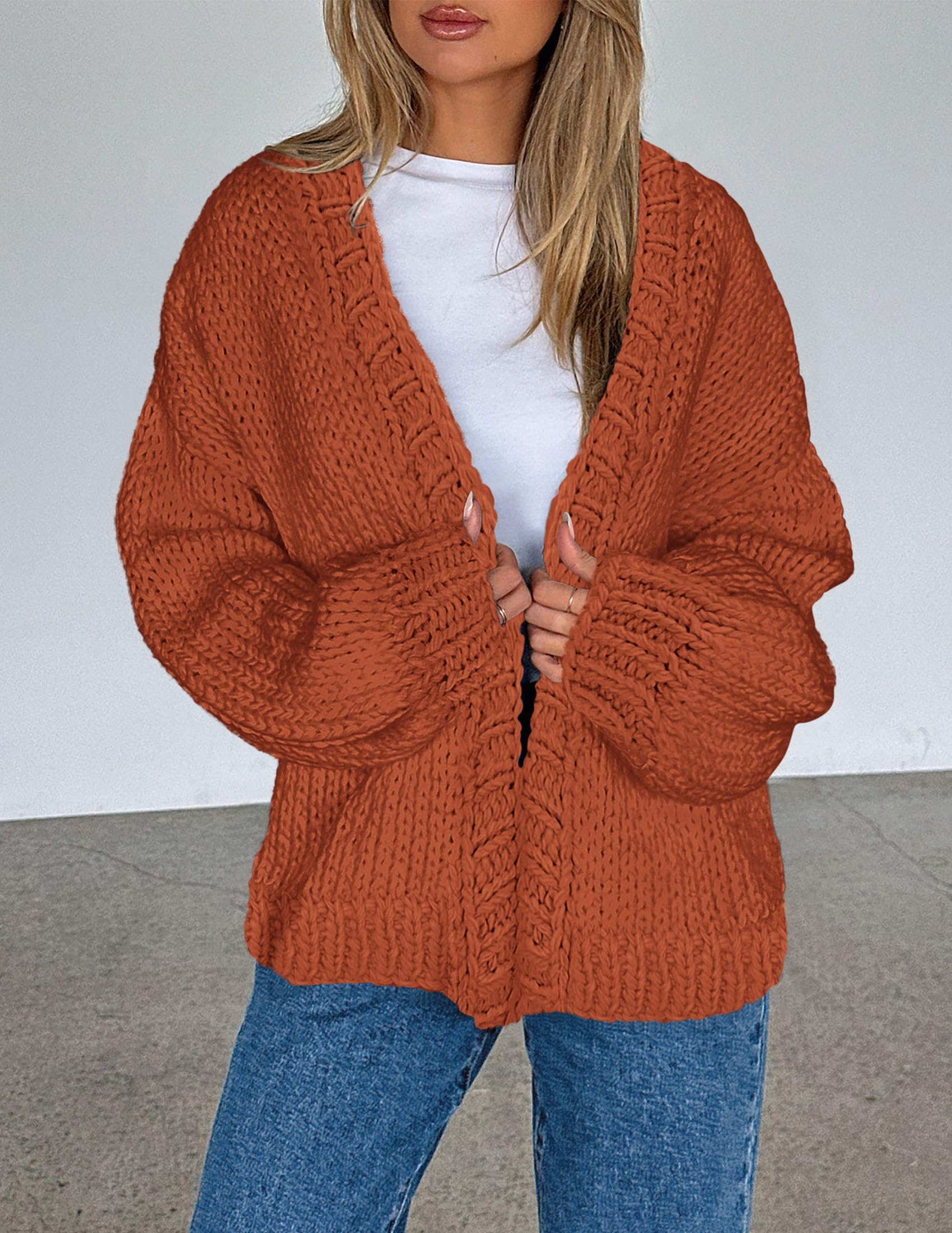 PRETTYGARDEN Cardigan Sweaters for Women Trendy Fall Fashion Long Sleeve Chunky Knit Cardigans Winter Clothing Outfits