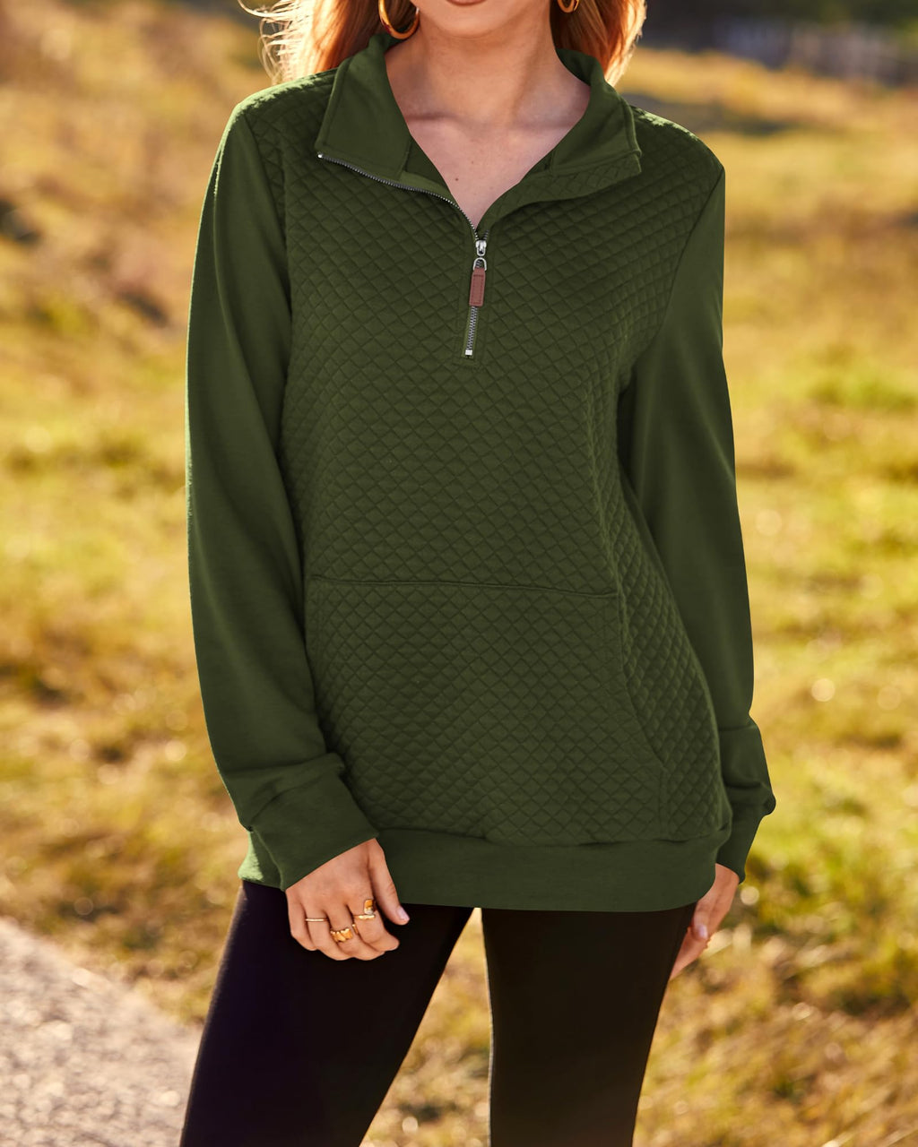 BTFBM Women Fashion Quilted Pattern Lightweight Zipper Long Sleeve Plain Casual Ladies Sweatshirts Pullovers Shirts Tops