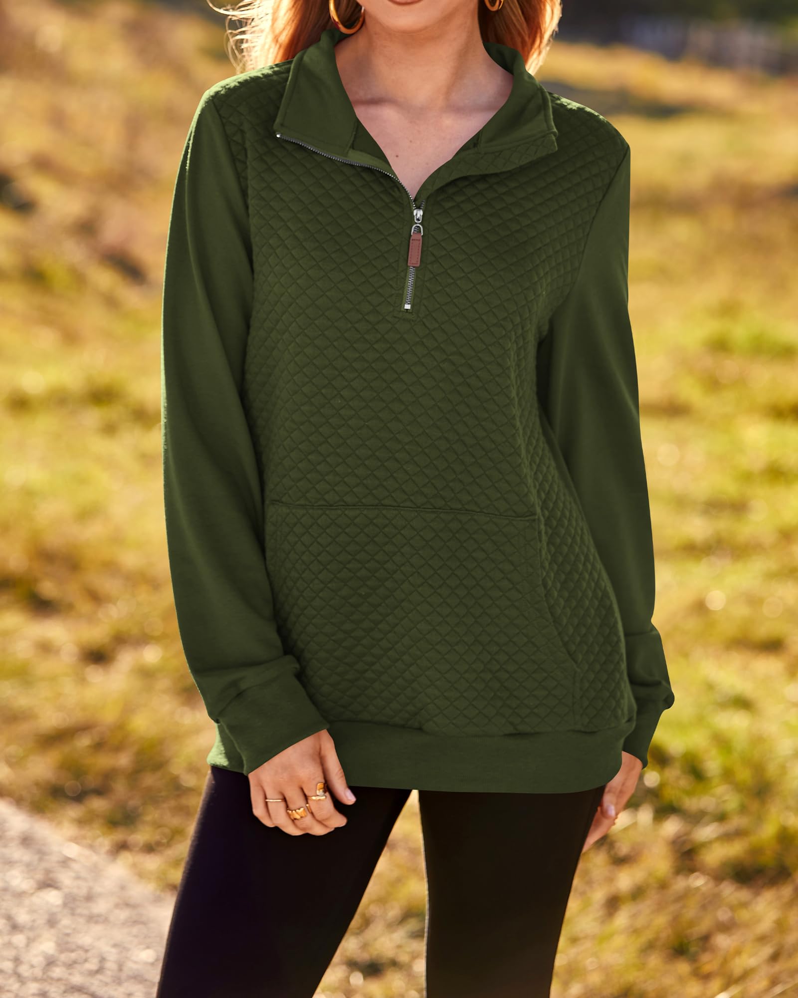 BTFBM Women Fashion Quilted Pattern Lightweight Zipper Long Sleeve Plain Casual Ladies Sweatshirts Pullovers Shirts Tops