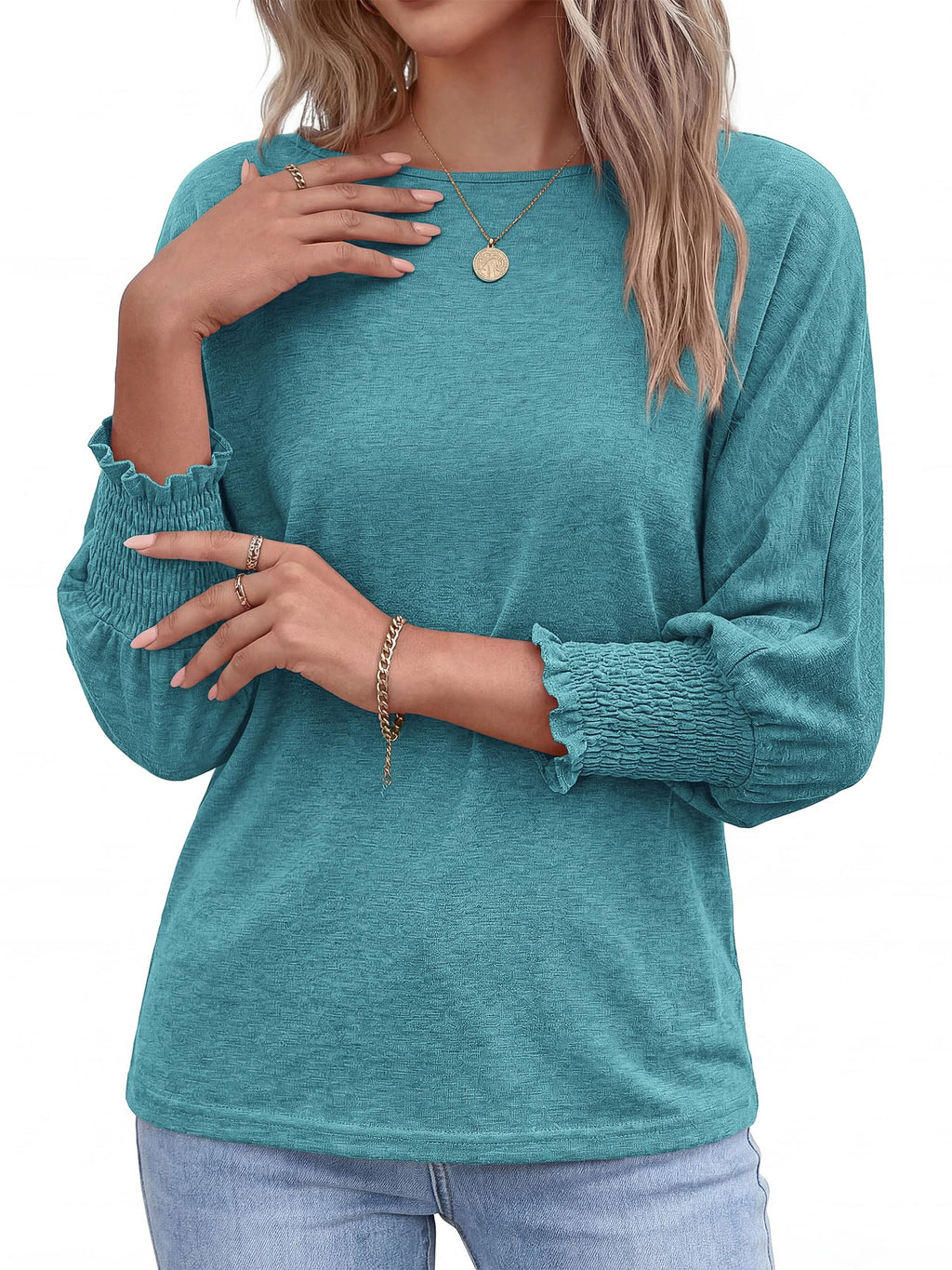 BTFBM Womens Tops Dressy Casual Summer T Shirts Crewneck 3/4 Sleeve Beach Vacation Loose Tunic Spring Work Blouse