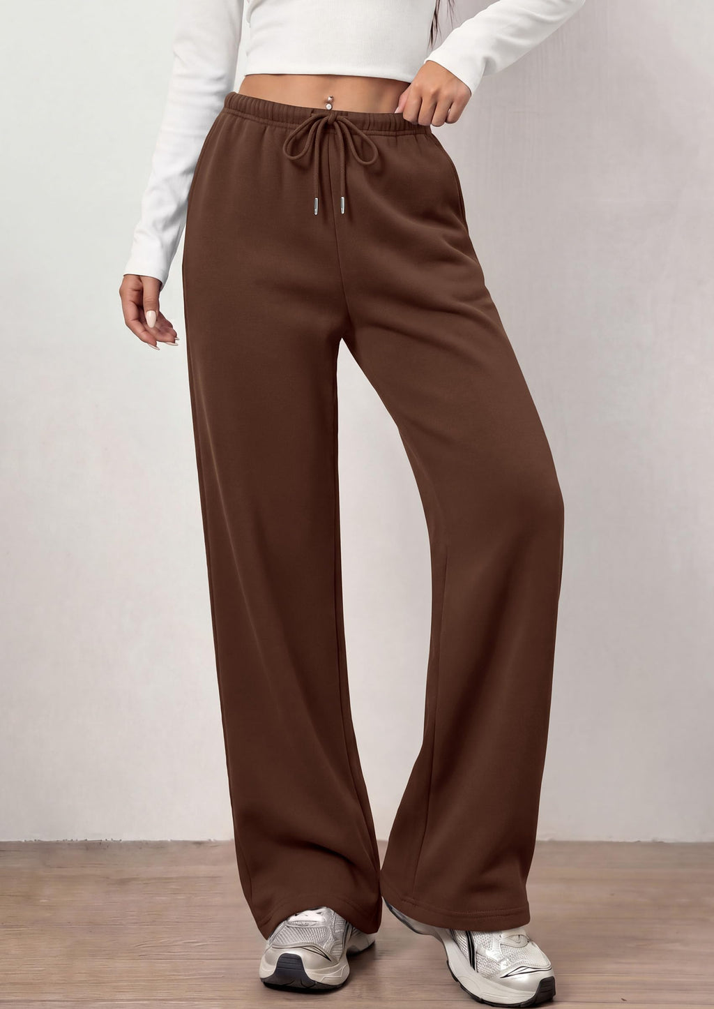 PRETTYGARDEN Womens Wide Leg Sweatpants Fleece Lounge Pants | Elastic Drawstring Waist,Baggy Jogger Yoga Sweat pants,Pockets,Fall Winter Clothes,Loose Daily Casual & Loungewear Trousers