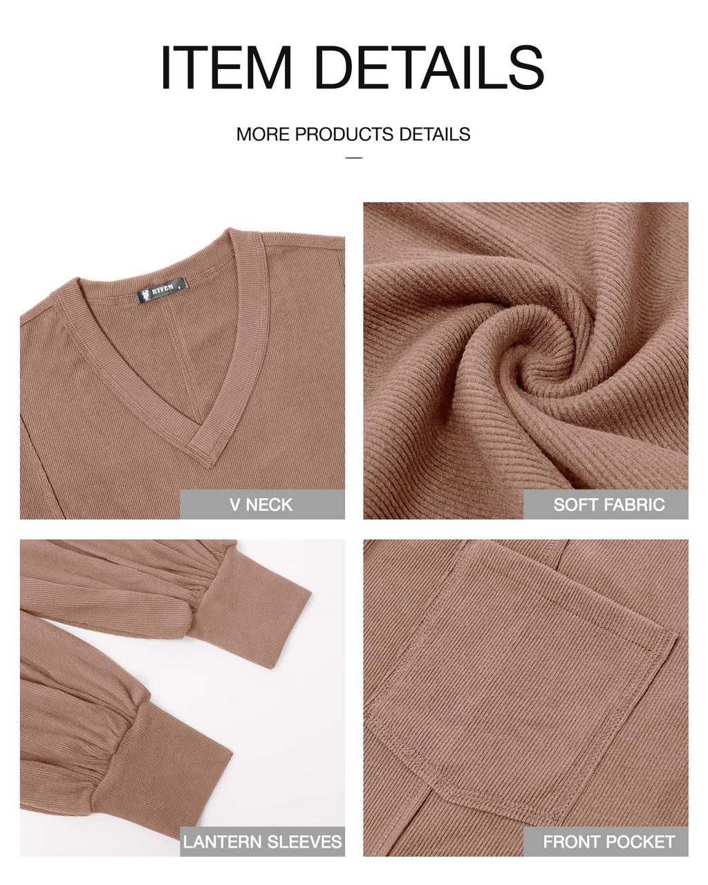 FreshPretty Womens Fall Fashion Long Sleeve Shirts Casual V Neck Ribbed Knit Blouses Pullover Trendy Loose Fit Tunic Tops