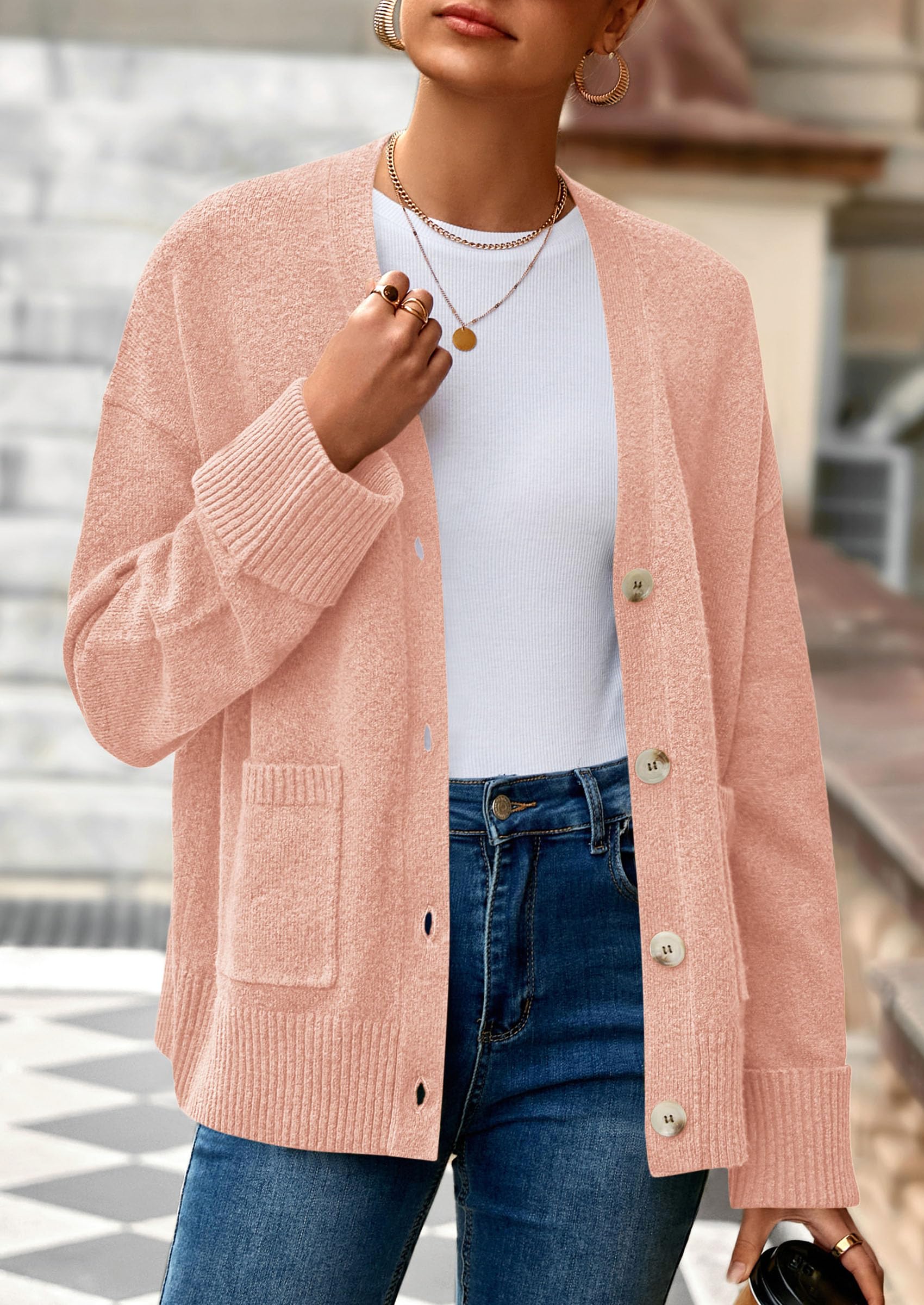 PRETTYGARDEN Women's Oversized Cardigan Sweaters Trendy Chunky Knit Long Sleeve V Neck Button Down Fall Winter Outfits