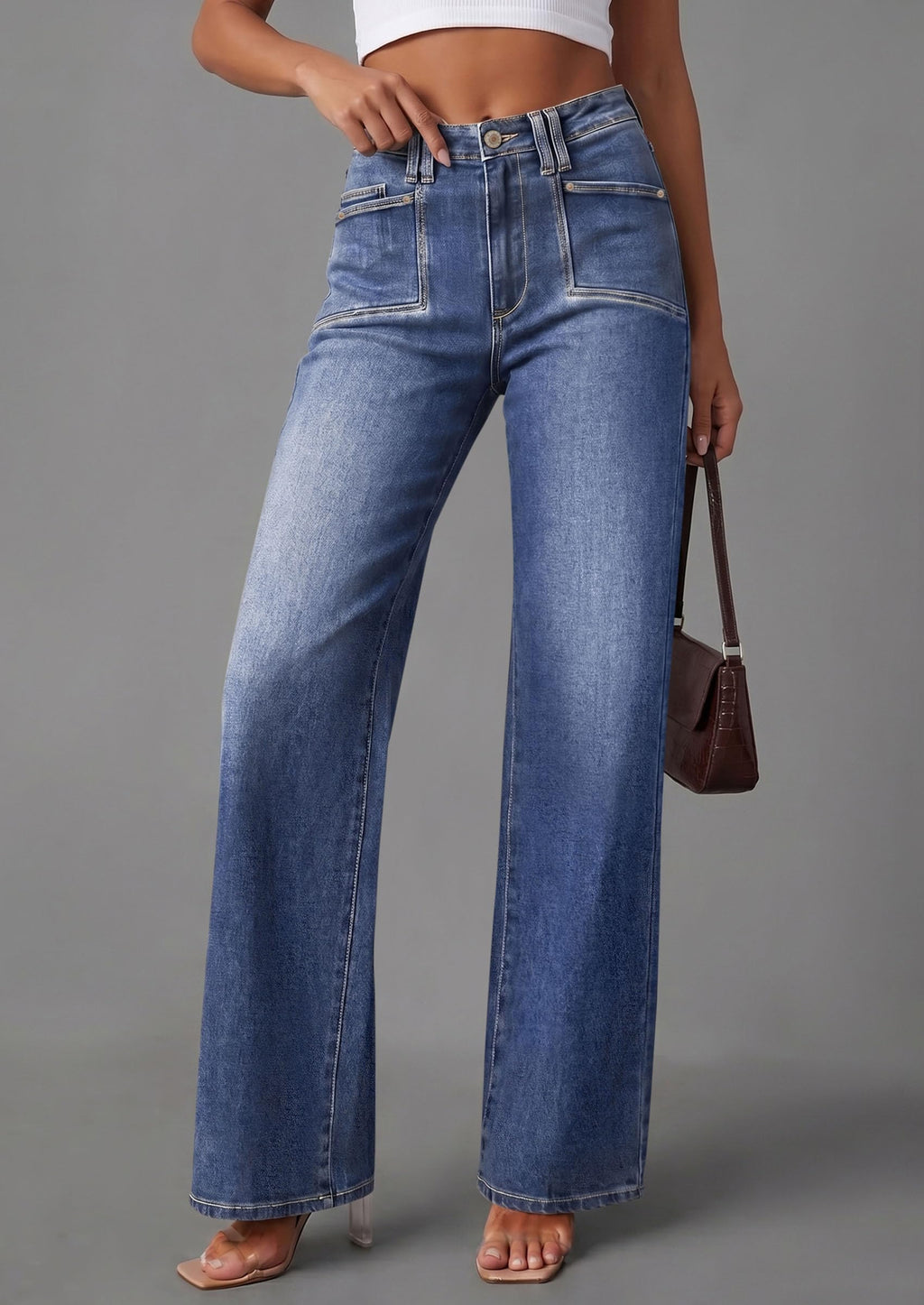PRETTYGARDEN High Waisted Wide Leg Jeans for Women 2026 Trendy | Classic Straight Baggy Fit, Stretchy Denim Pants with Pockets, Casual Daily Work Going Out, All Season Wear