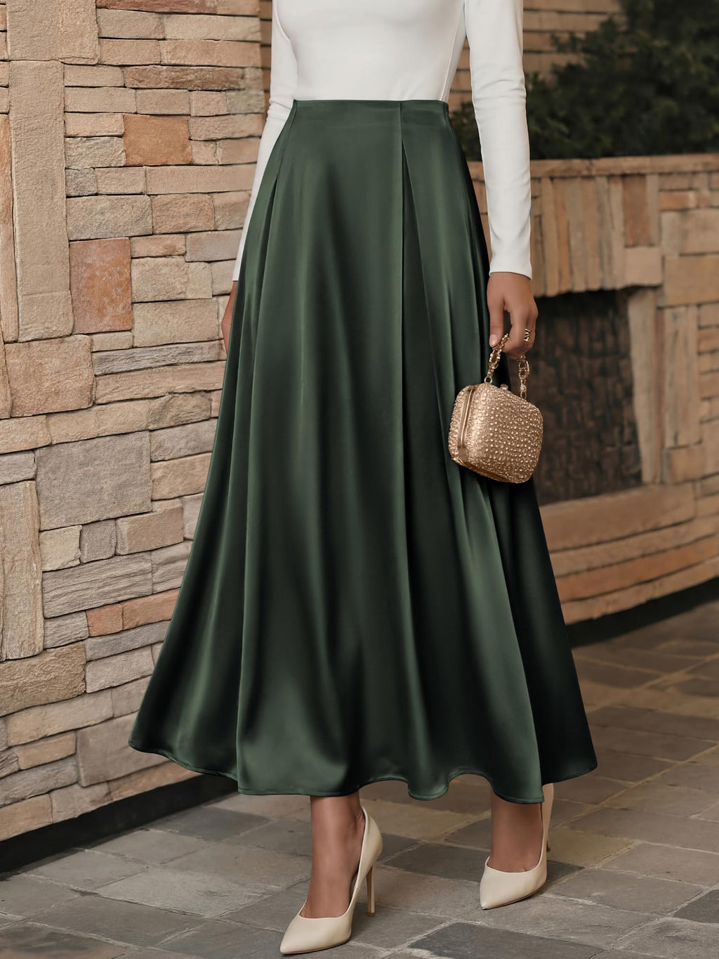 BTFBM Satin Skirts for Women Summer Elegant Flowy A-Line Cocktail Formal Silk Spring Maxi Skirt Night Out Outfits