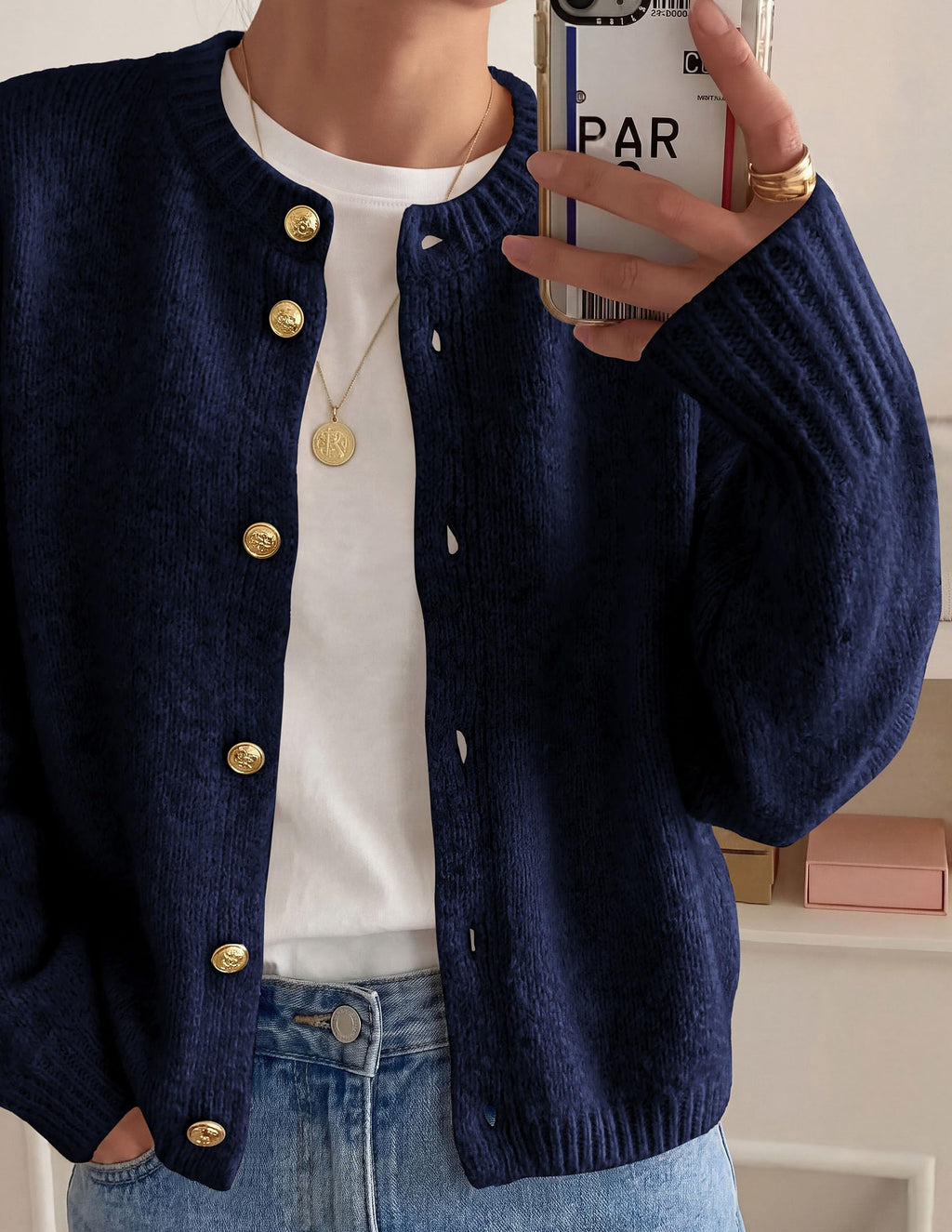 PRETTYGARDEN Women's Button up Chunky Knit Cardigan Sweaters Crew Neck, Long Sleeve, Oversized Sweaters, Relaxed Fit, Soft Cozy Casual Outerwear, Fall Outfits, Winter Fashion Clothing
