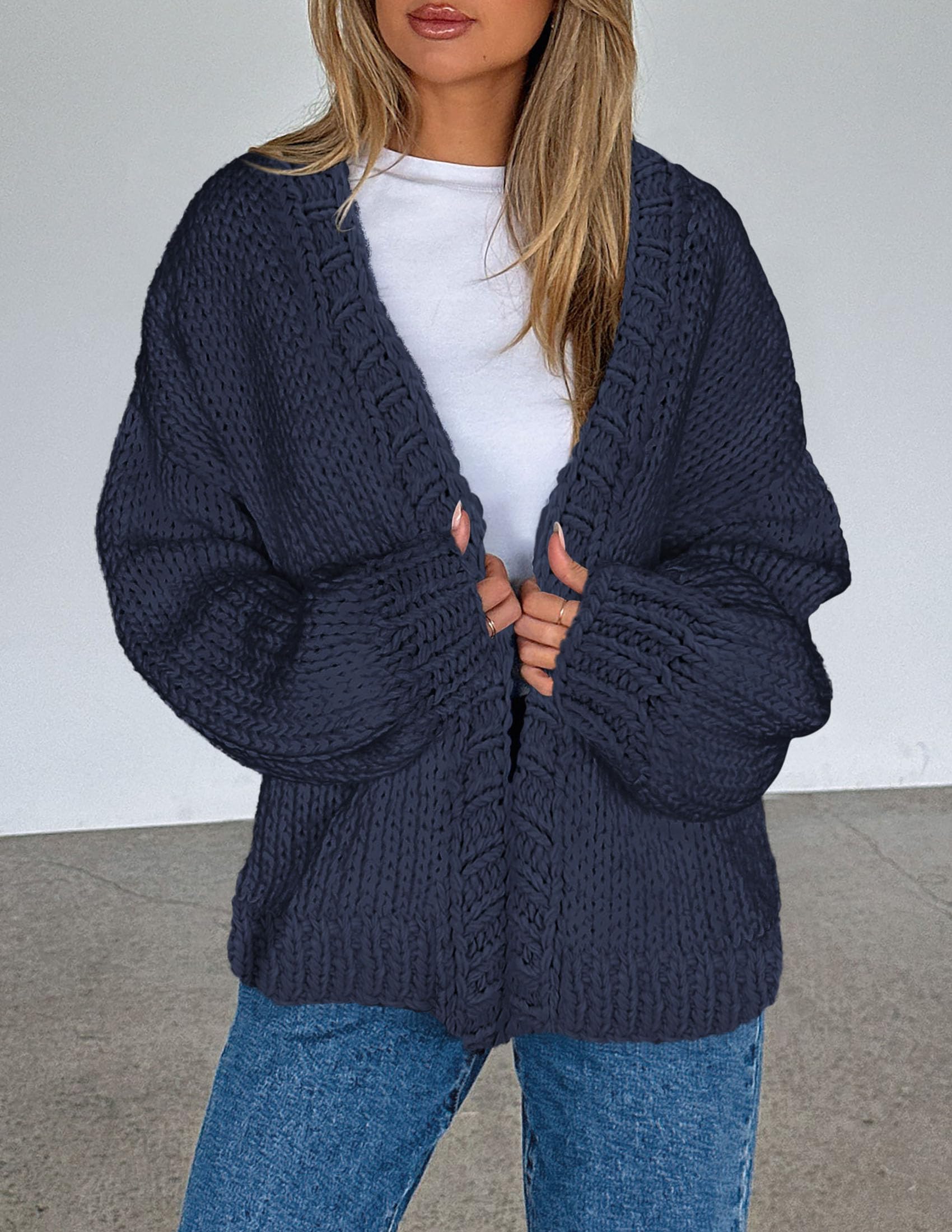 PRETTYGARDEN Cardigan Sweaters for Women Trendy Fall Fashion Long Sleeve Chunky Knit Cardigans Winter Clothing Outfits