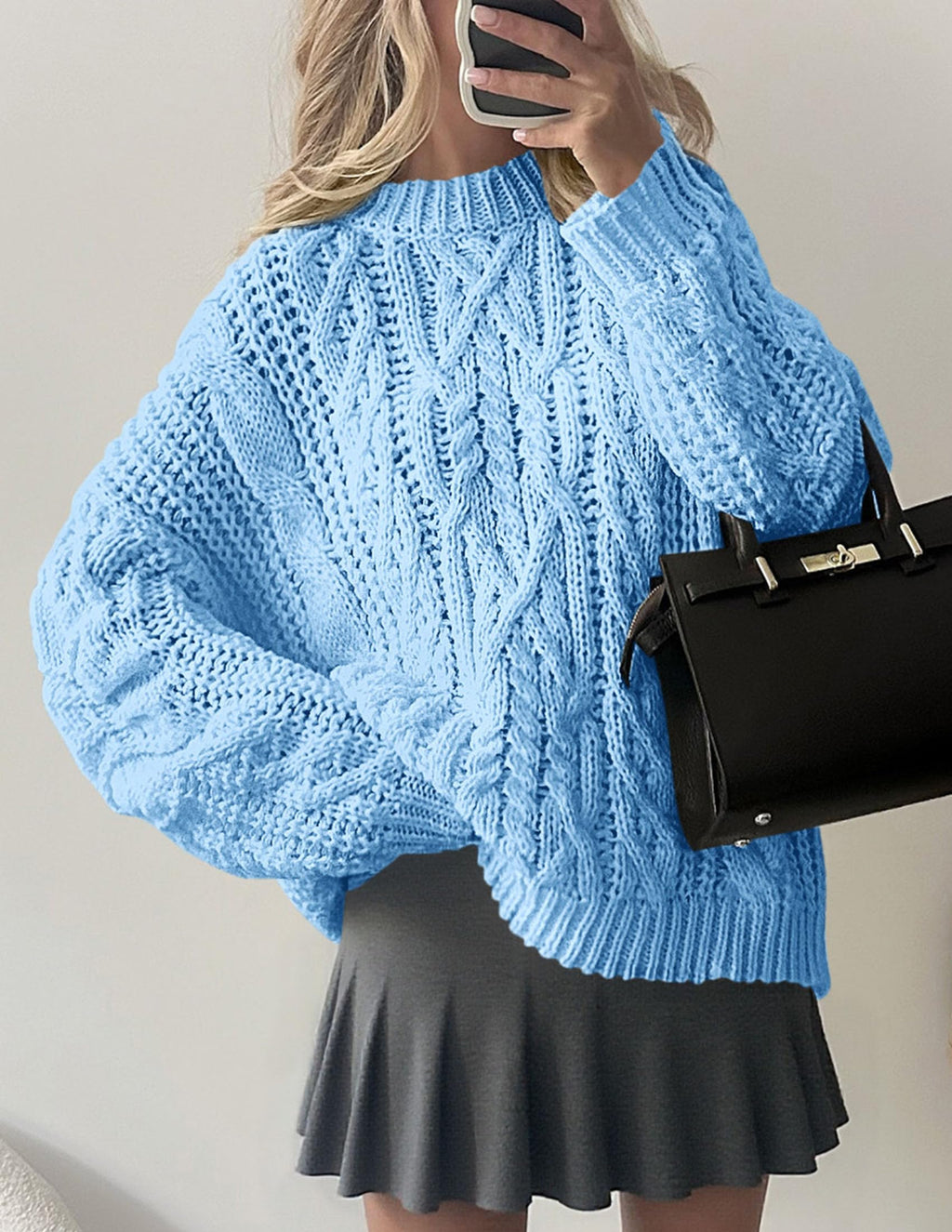 PRETTYGARDEN Women's Oversized Fall Sweaters Casual Long Sleeve Crewneck Chunky Cable Knit Pullover Tops Winter Clothes