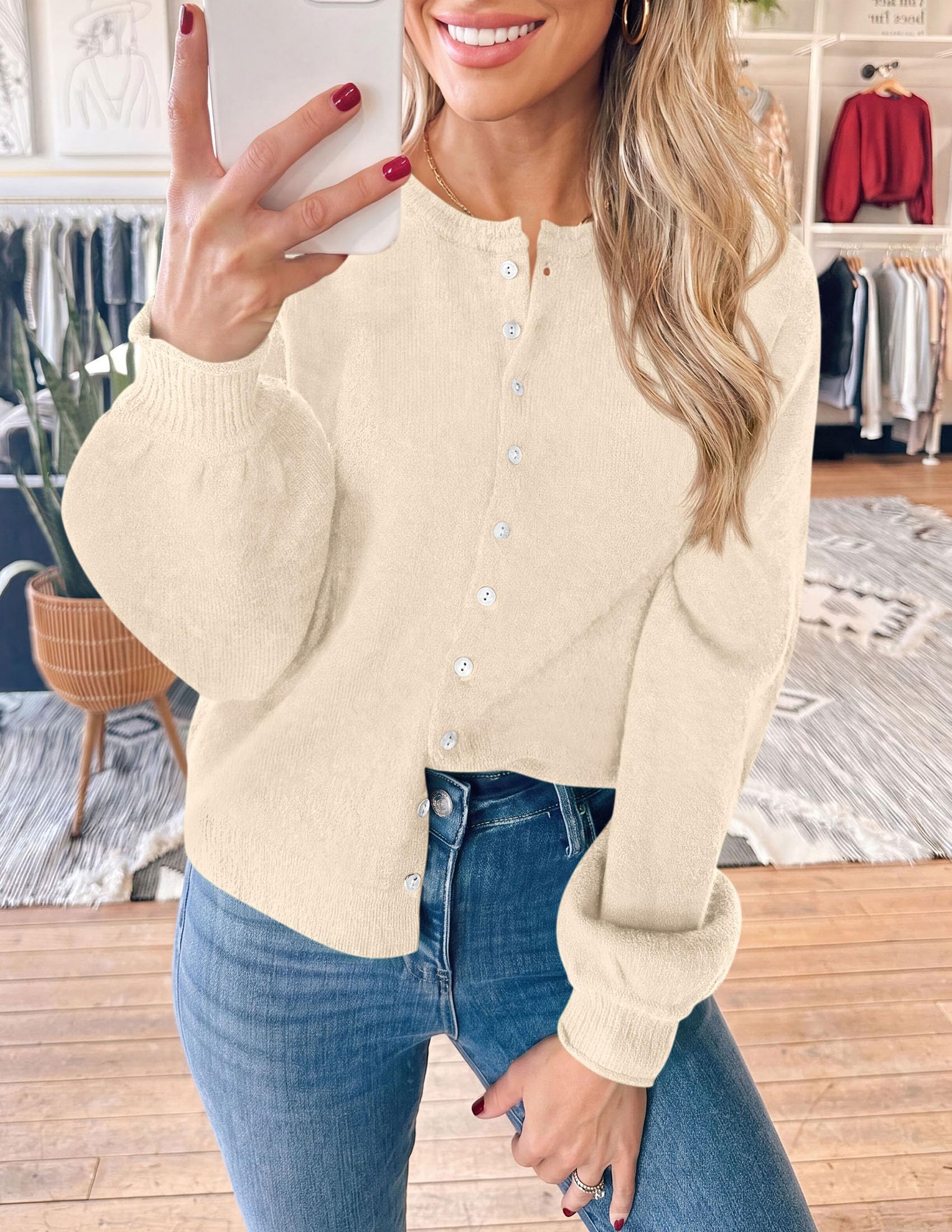 PRETTYGARDEN Women's Knit Cardigan Lightweight Cozy Sweaters Comfy Long Sleeve Work Tops, Button Down Shirts, Rolled Edges, Casual Fall Clothes for Going Out, Holiday, Winter Layering