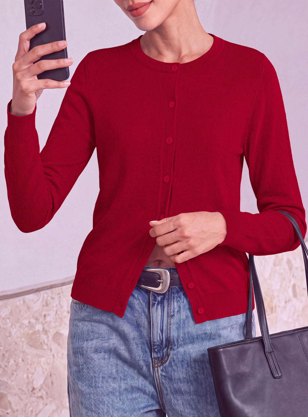 PRETTYGARDEN Lightweight Cardigans for Women Knit Sweaters Long Sleeve Button Down Shirts, Casual Work Office Going Out Tops, Fall Winter Layering Clothes, Bolero Shrugs for Dresses