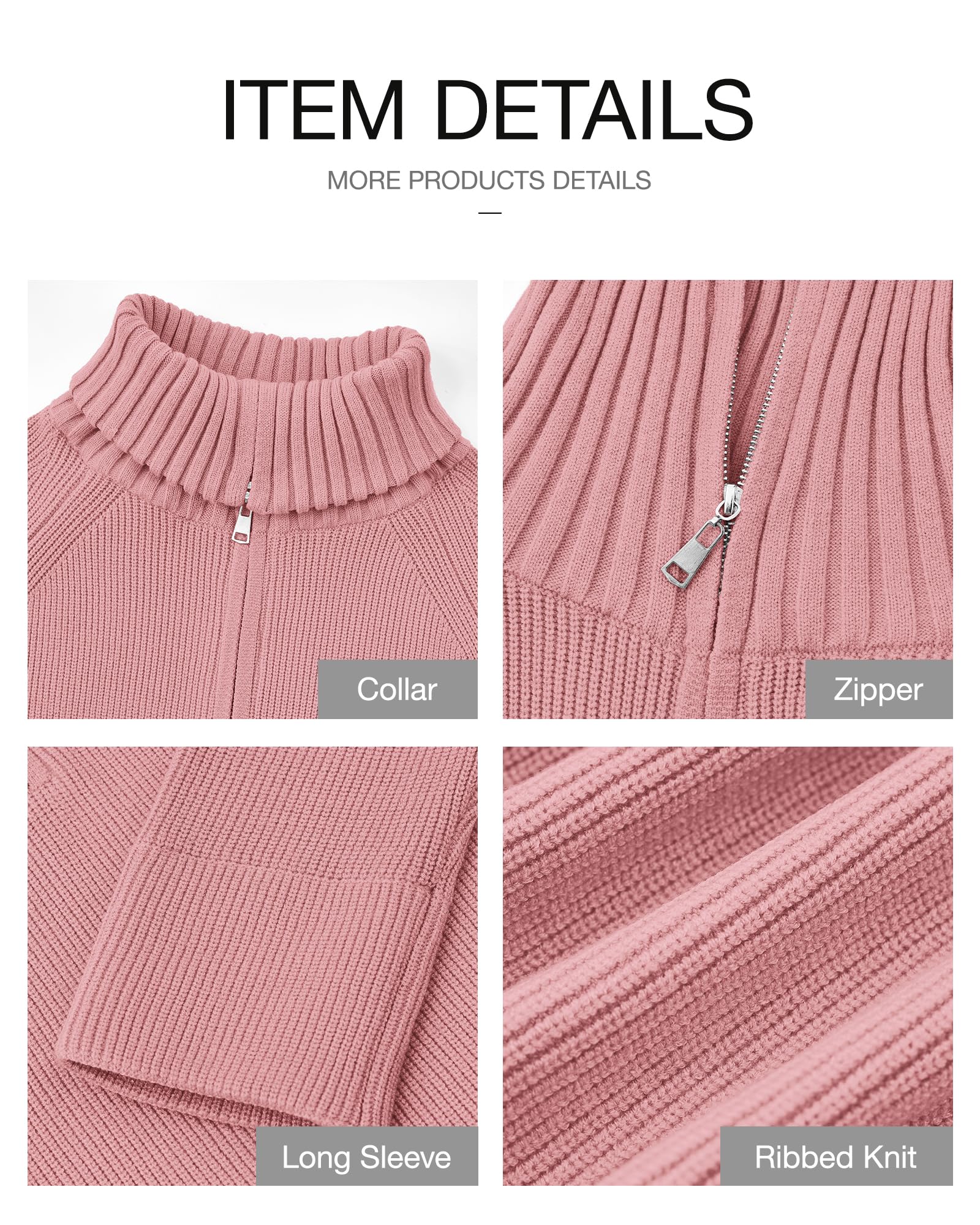 FreshPretty Womens Sweaters Quarter Zip Pullover V Neck Collar Long Sleeve Ribbed Knit Loose Casual Winter Fall Sweater