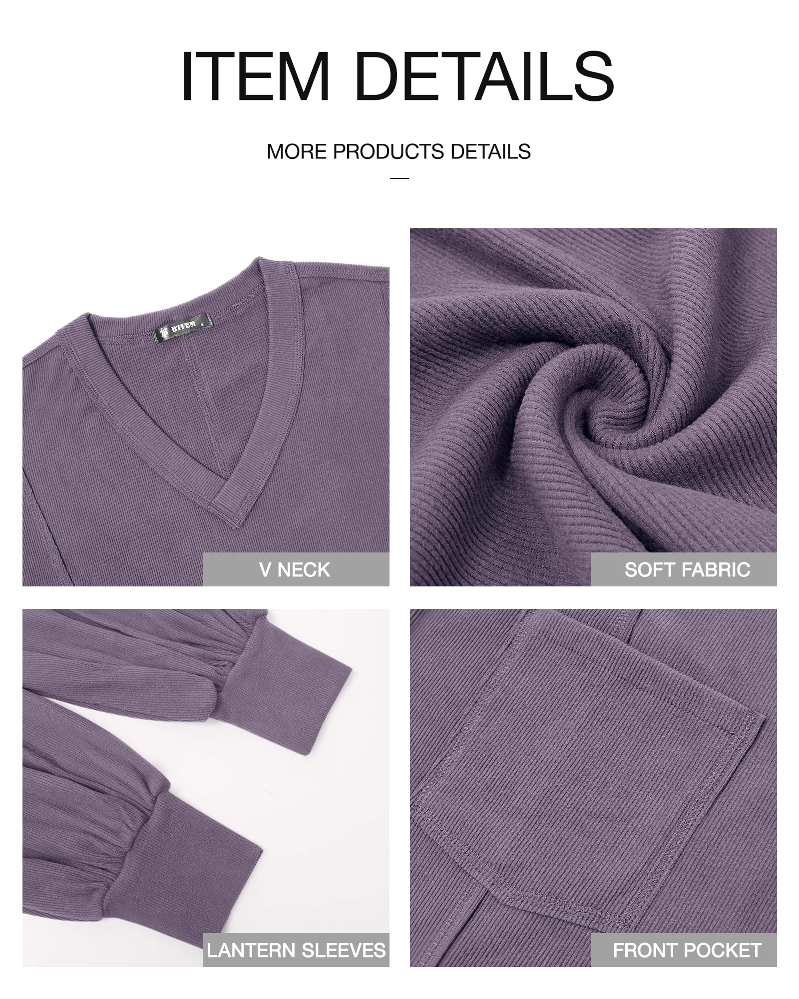 FreshPretty Womens Fall Fashion Long Sleeve Shirts Casual V Neck Ribbed Knit Blouses Pullover Trendy Loose Fit Tunic Tops