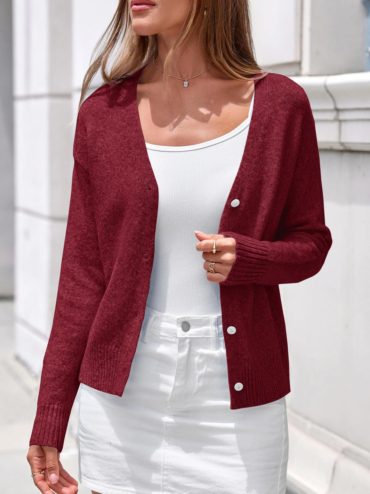 BTFBM V Neck Cardigan Sweaters for Women 2026 | Long Sleeve Knit Sweater, Button Down Shrug Tops, Open Front, Lightweight Cardigans, Business Casual Outfits,Fall Winter Clothing
