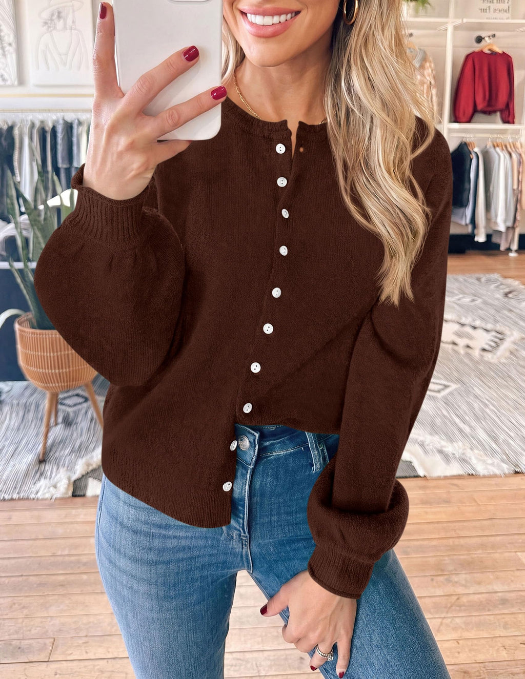 PRETTYGARDEN Women's Knit Cardigan Lightweight Cozy Sweaters Comfy Long Sleeve Work Tops, Button Down Shirts, Rolled Edges, Casual Fall Clothes for Going Out, Holiday, Winter Layering