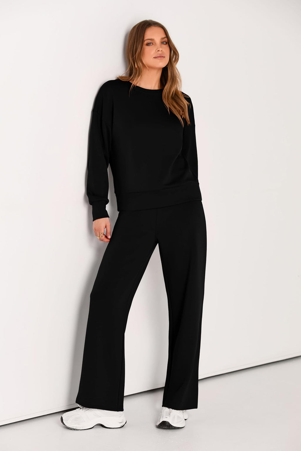 PRETTYGARDEN Womens 2 Piece Outfits Fall Long Sleeve Sweatshirt Wide Leg Pants Lounge Sets Winter Sweatsuits Tracksuit