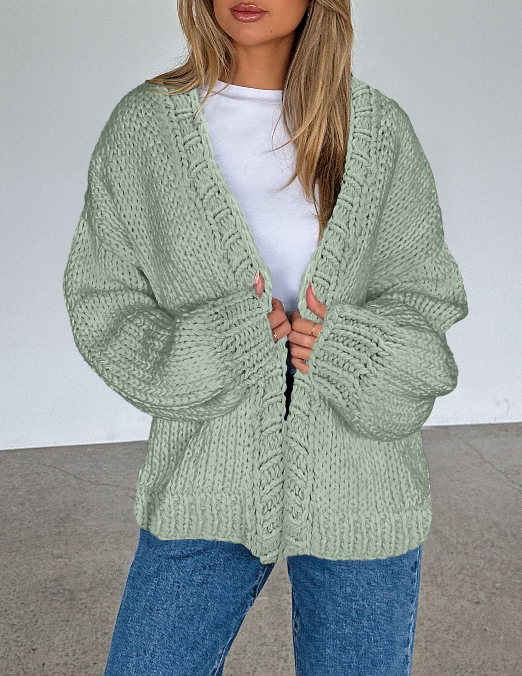 PRETTYGARDEN Cardigan Sweaters for Women Trendy Fall Fashion Long Sleeve Chunky Knit Cardigans Winter Clothing Outfits